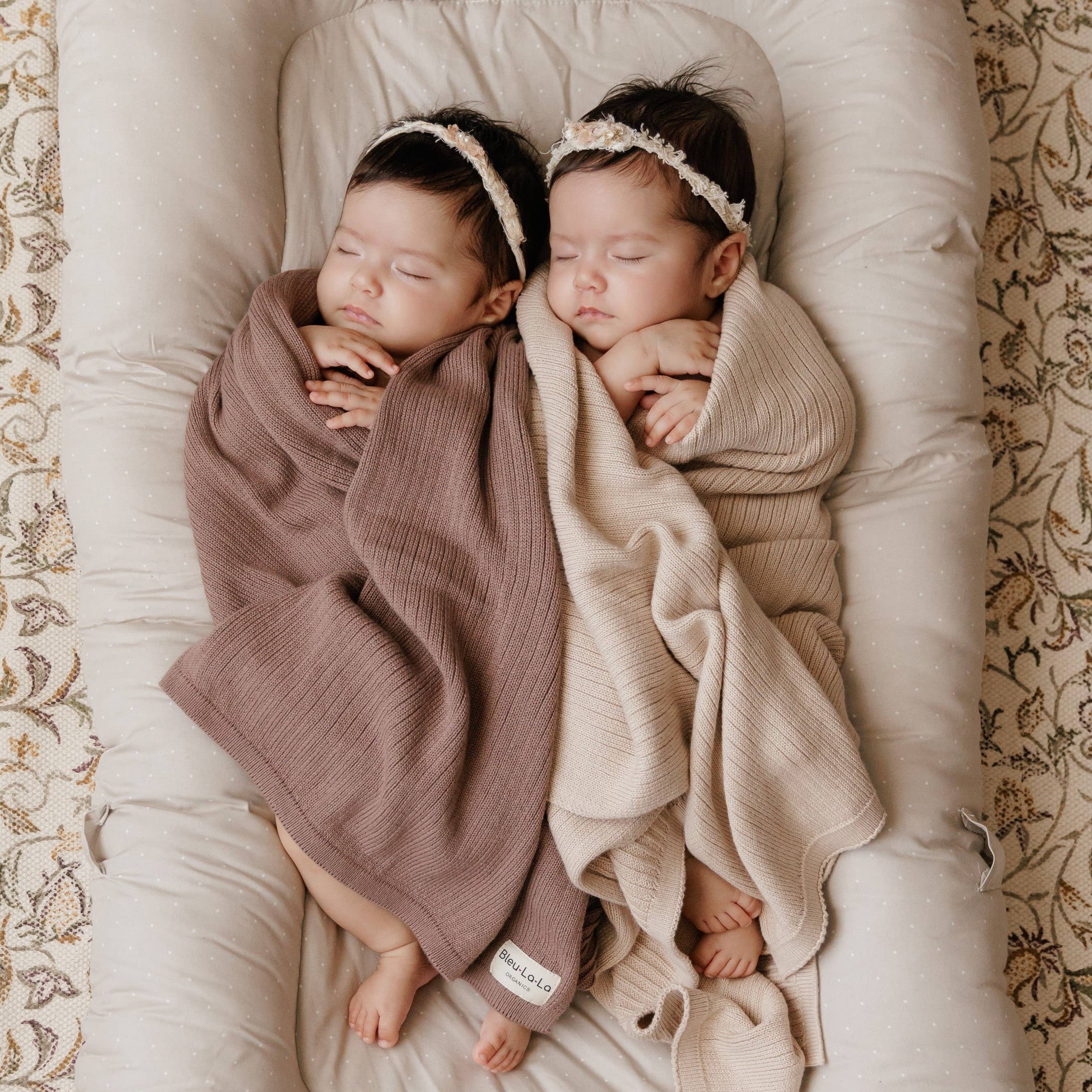 Ribbed Baby Swaddle Blanket: Mocha - Image 2