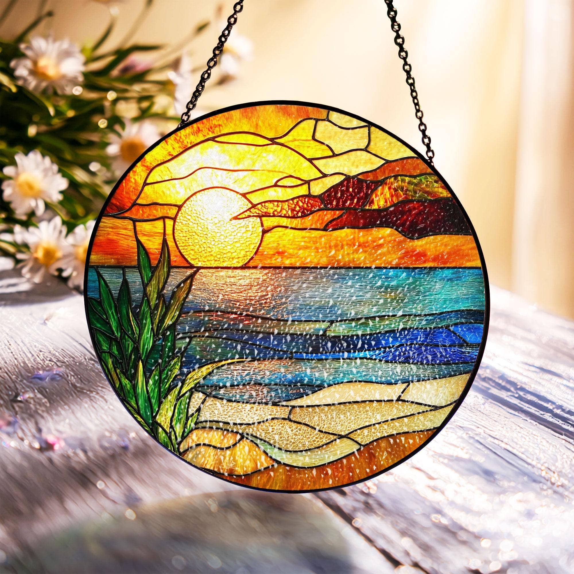 Beach Sunset Suncatcher, Beach Lover Decor, Beach Sunrise - Image 4