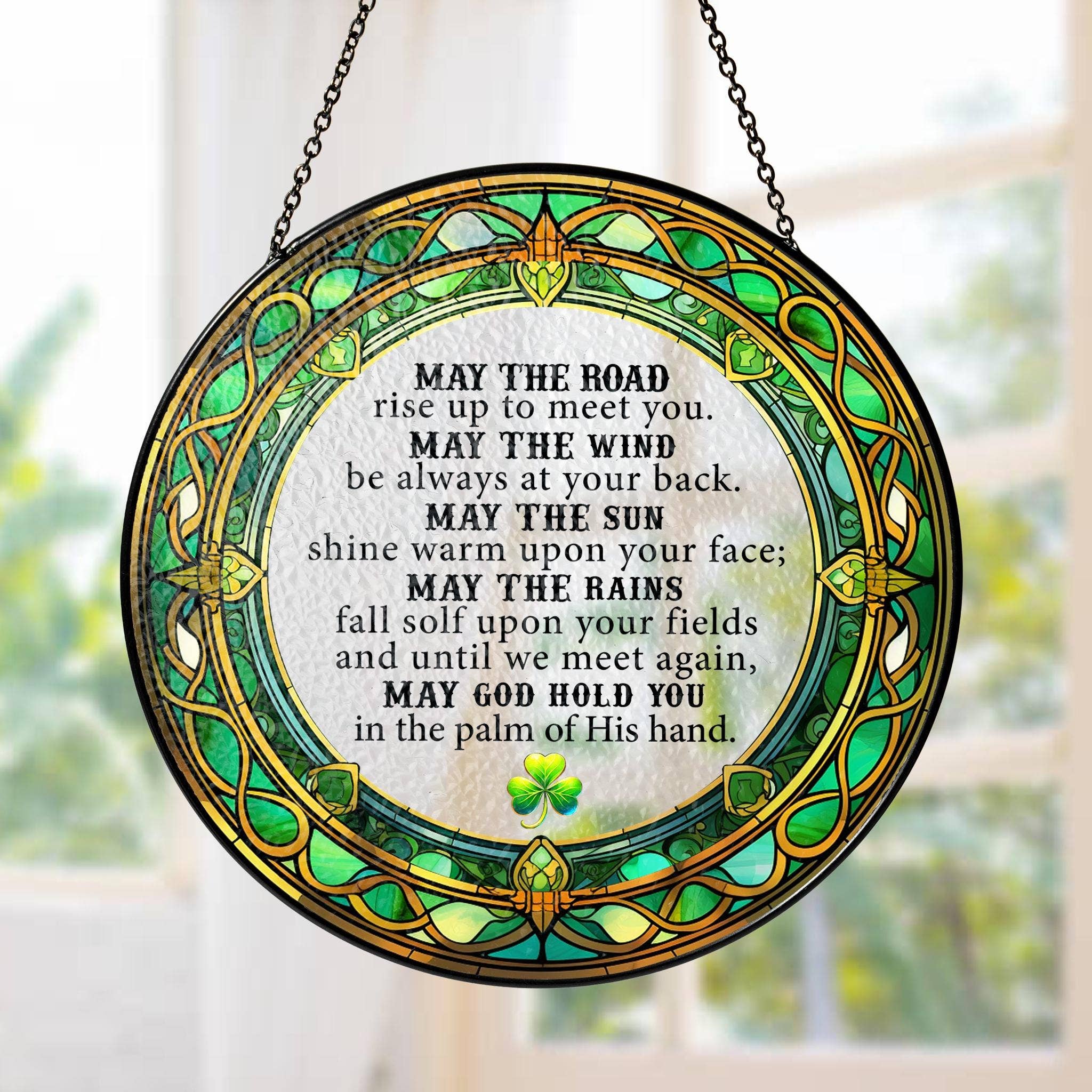Irish Blessing Stained Glass Suncatcher, Gift for Home