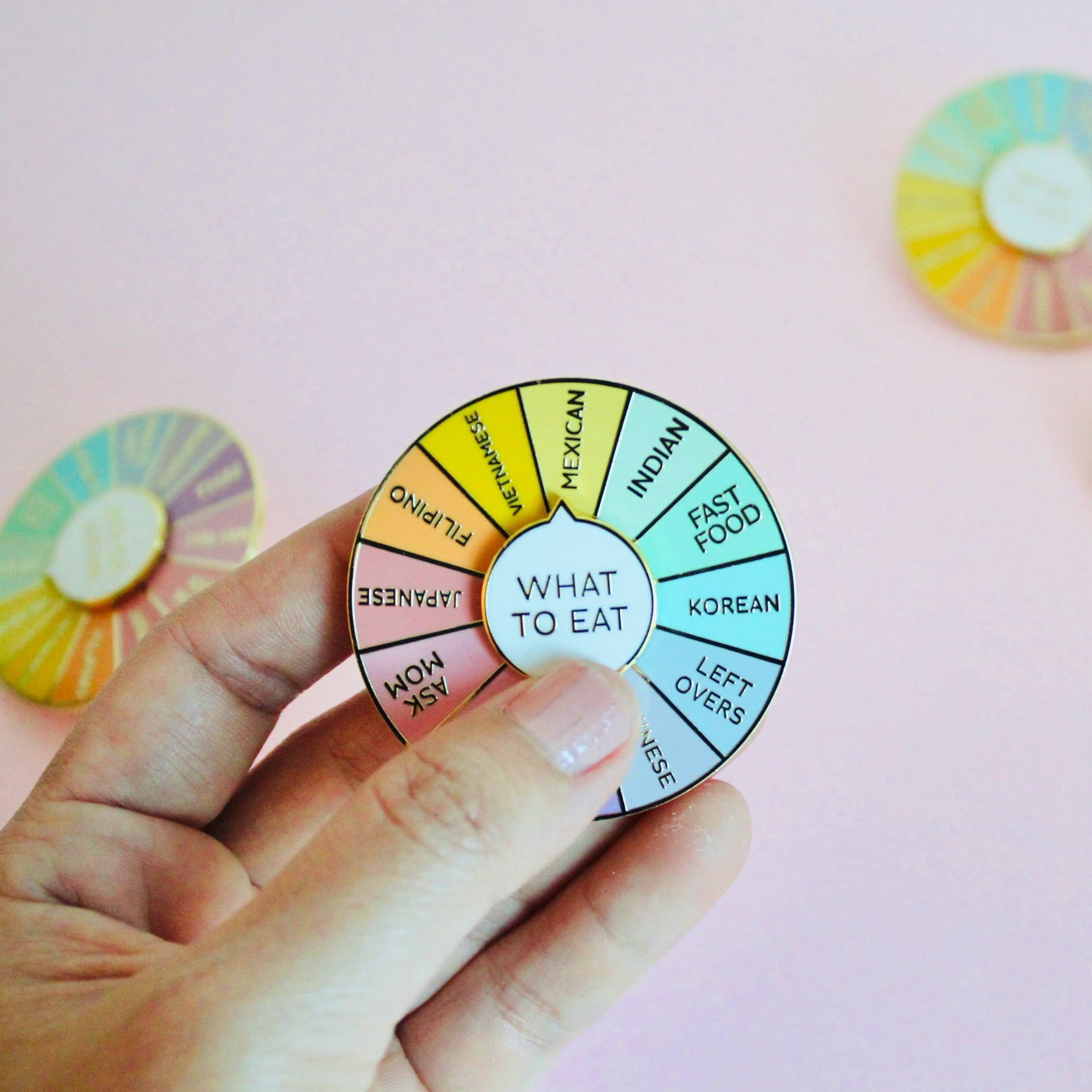 What To Eat Enamel Pin, Interactive Pin, Spinning Pin - Image 2