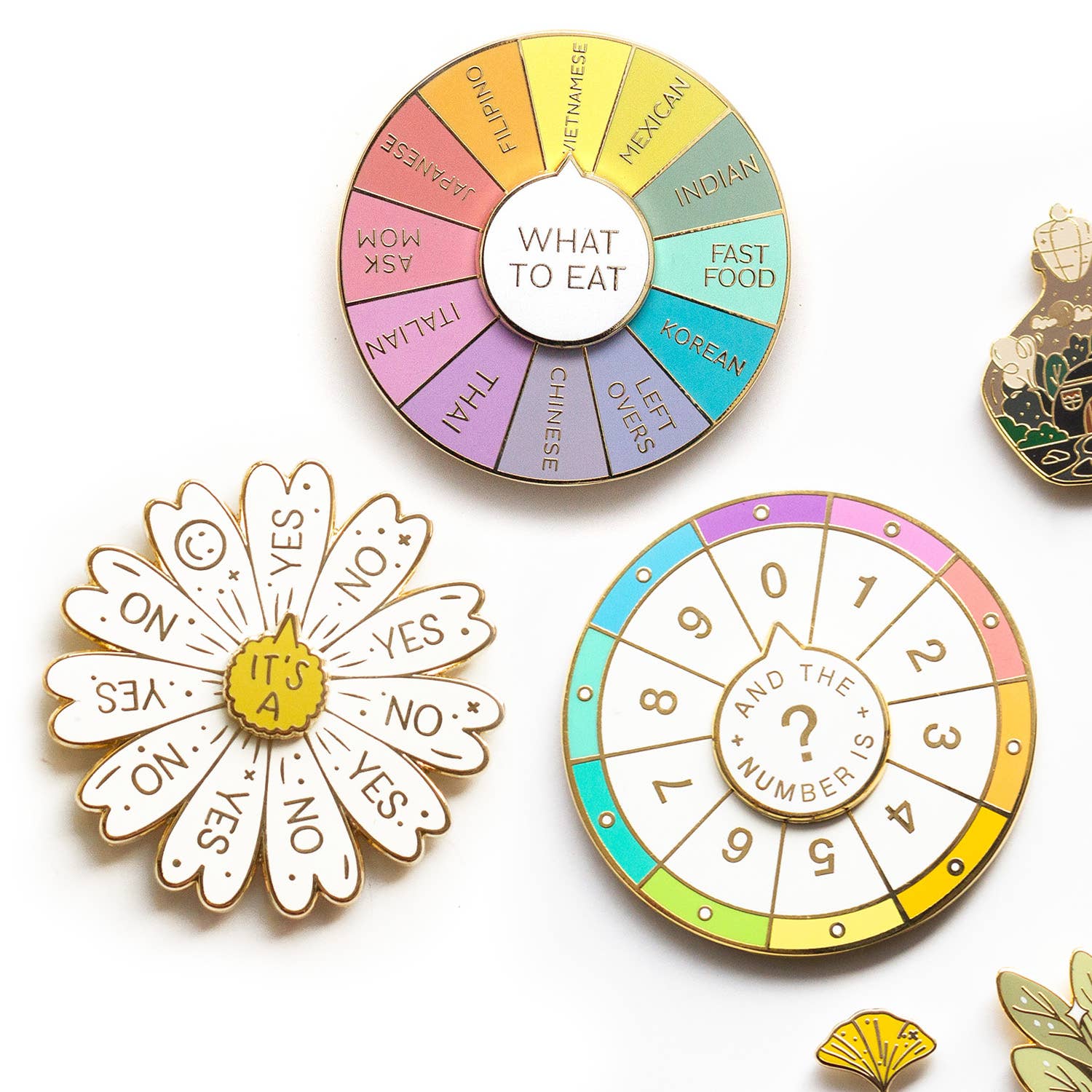 What To Eat Enamel Pin, Interactive Pin, Spinning Pin - Image 4