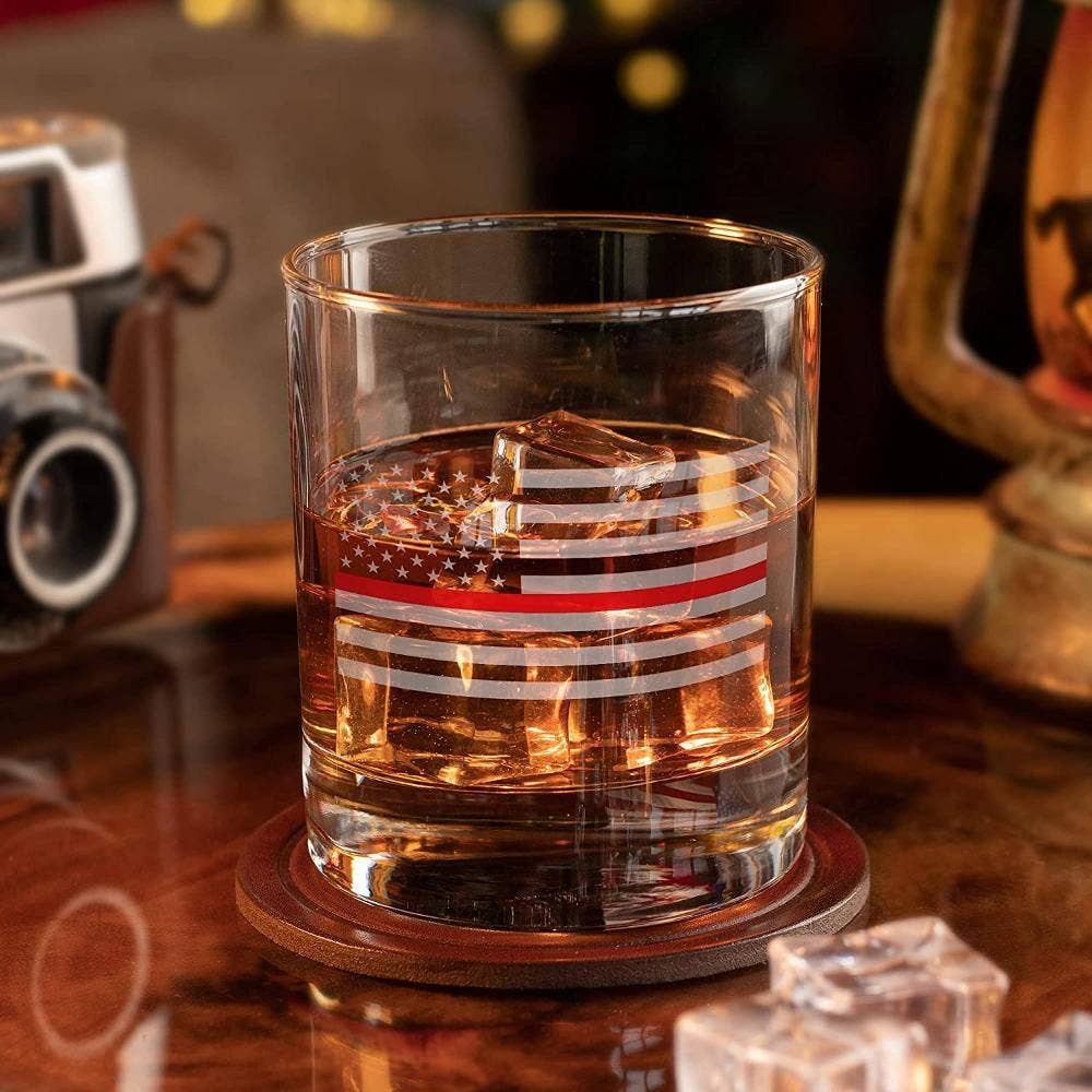 Thin Red Line Fire Fighter American Flag - Whiskey Glass - Image 7