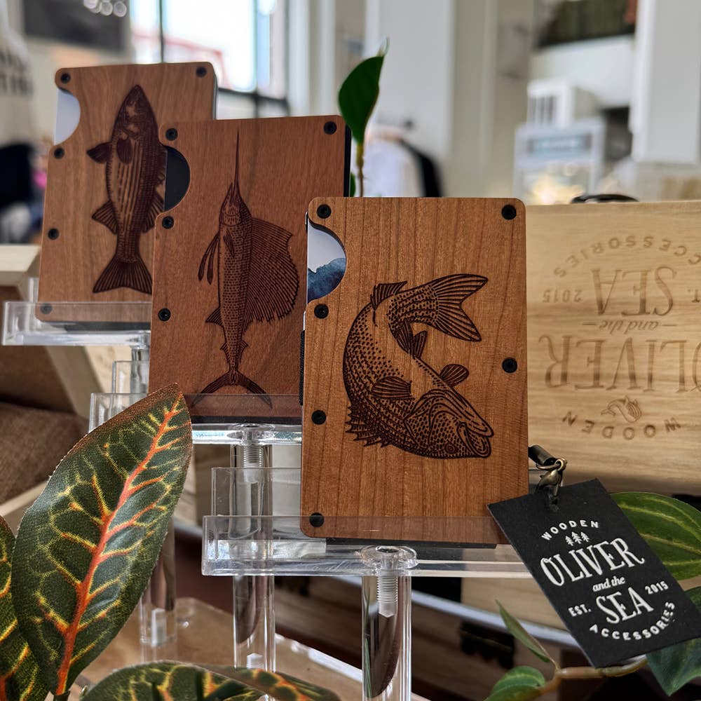 Wood Engraved Wallet Minimalist RFID Slim Wooden Sea Life - Image 4
