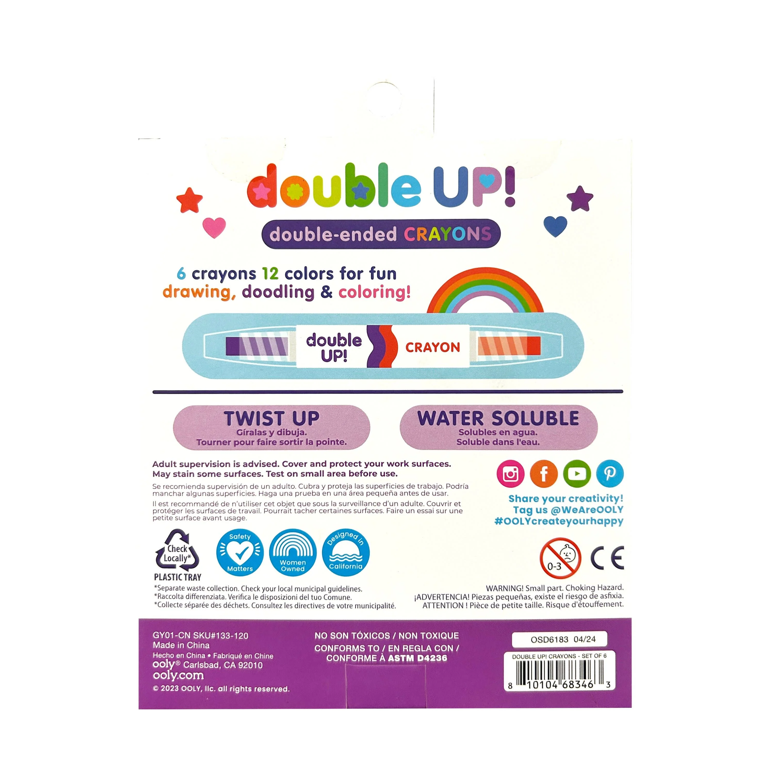 Double Up! Double-Ended Crayons (Set of 6 / 12 Colors) - Image 2