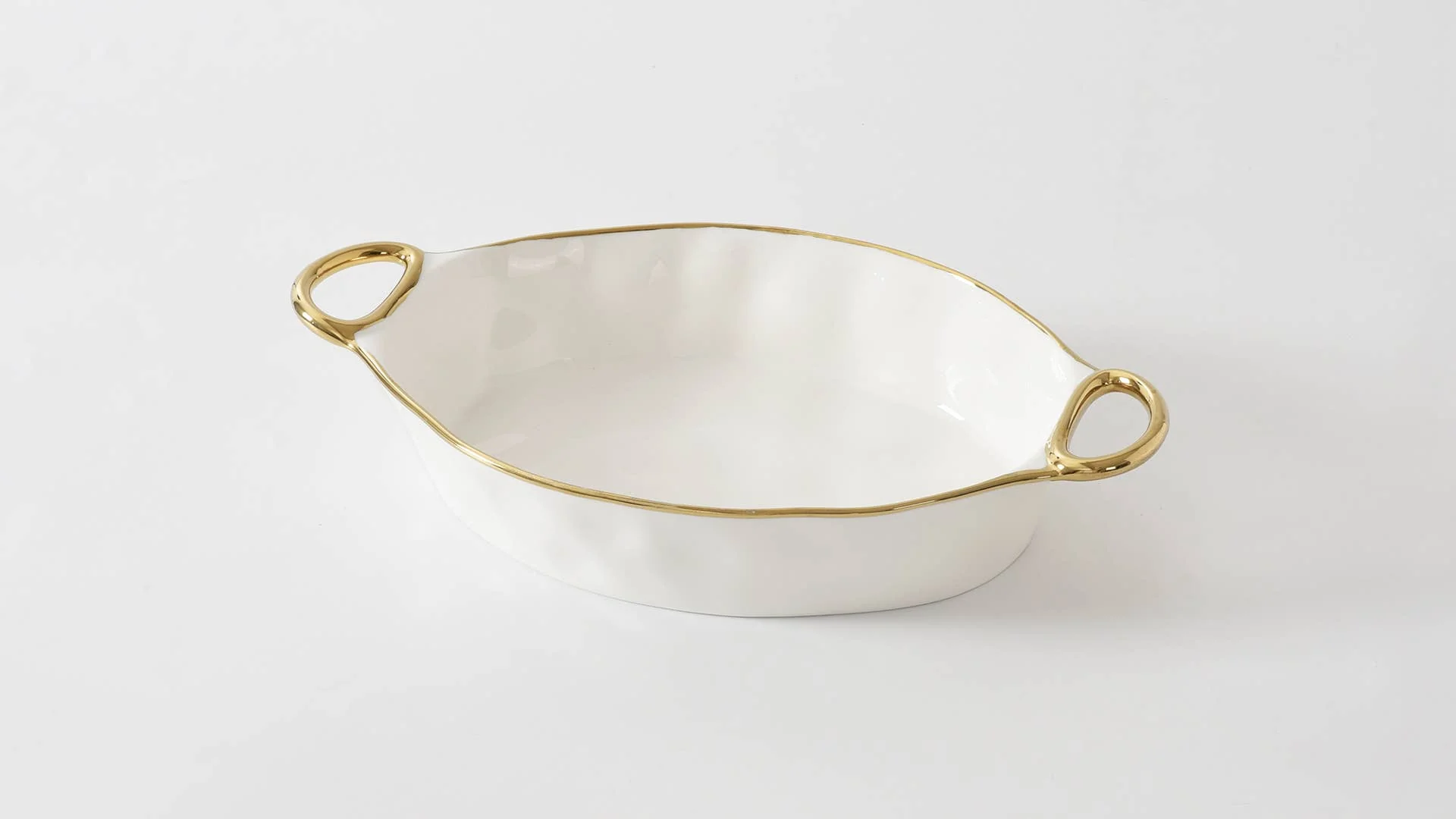 Oval Baking Dish Gold Trim - Image 2