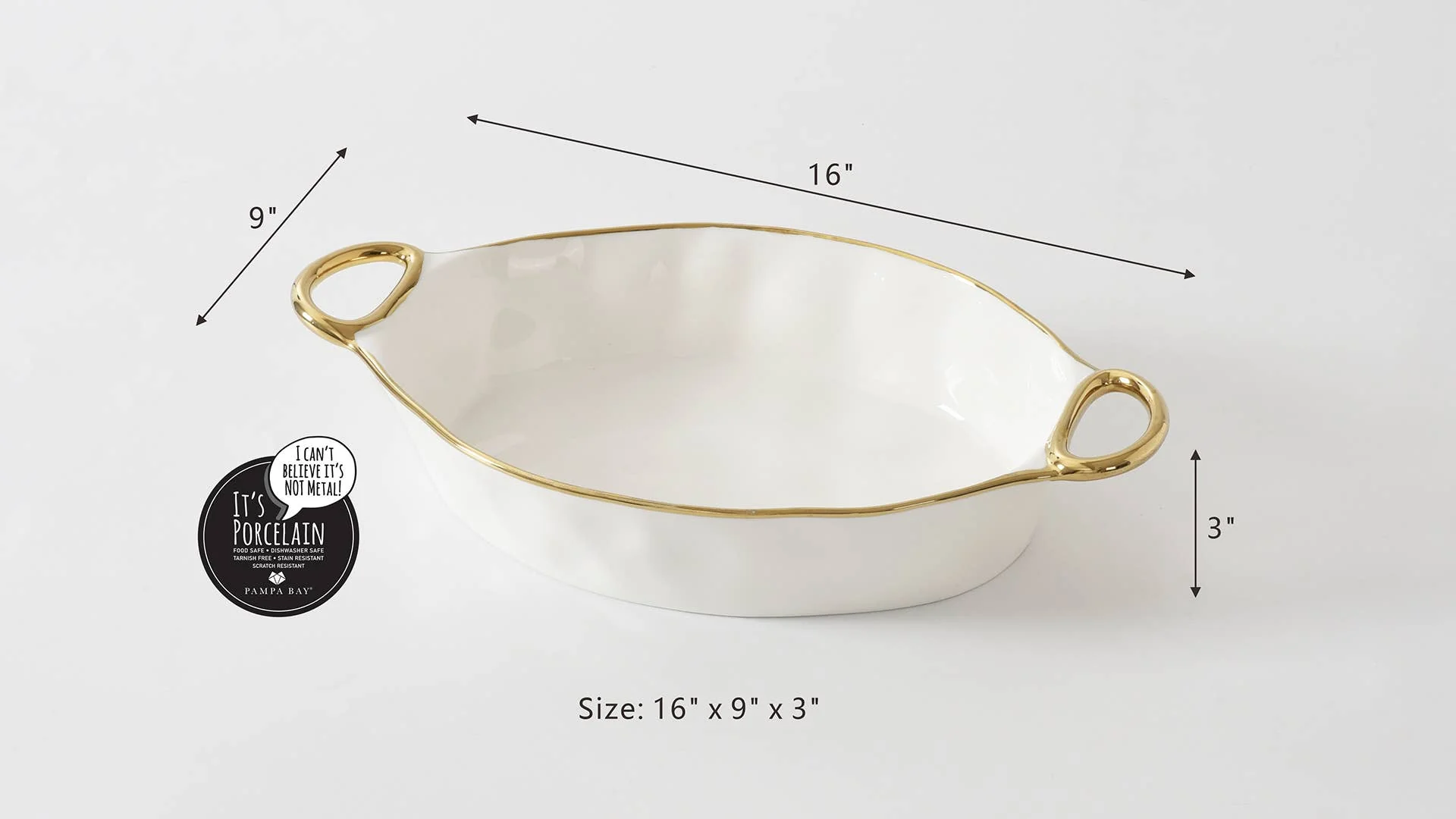 Oval Baking Dish Gold Trim - Image 3