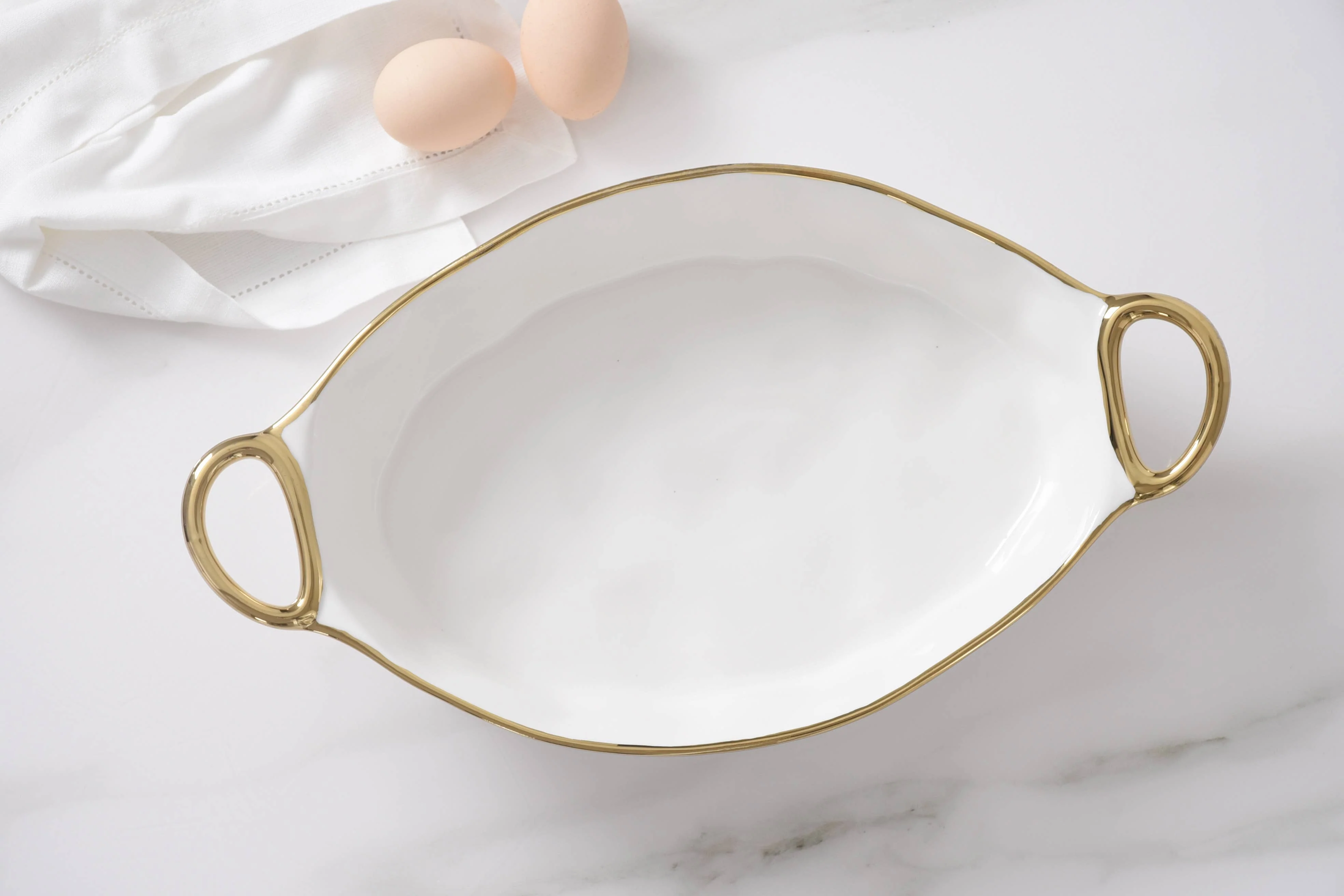 Oval Baking Dish Gold Trim - Image 6