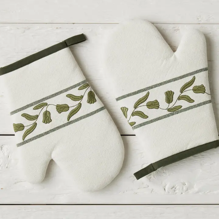 Oven Mitt, Spruce Green Tulip, Set of 2