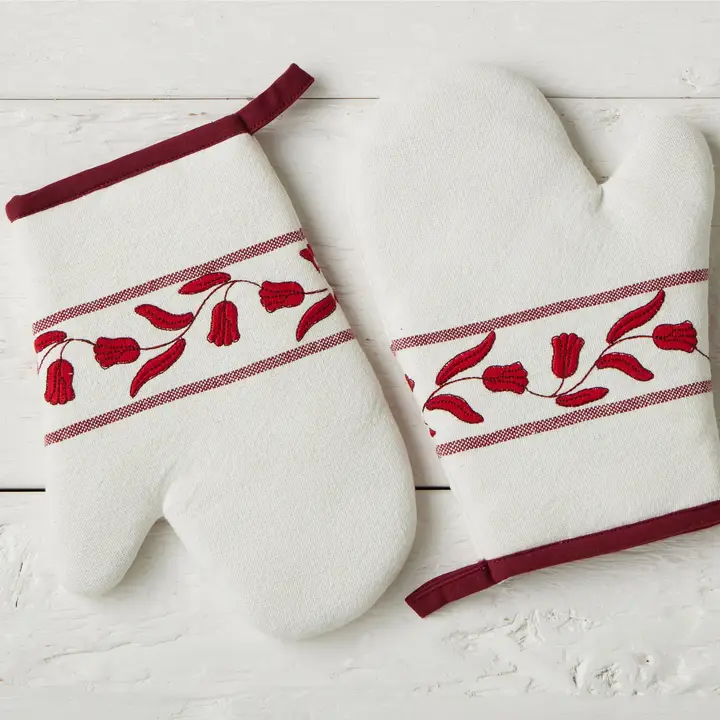 Oven Mitt, Merlot Red Tulip, Set of 2