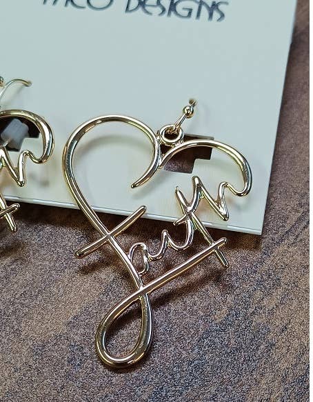 Faith in Love Heart Earrings- Gold - Image 2