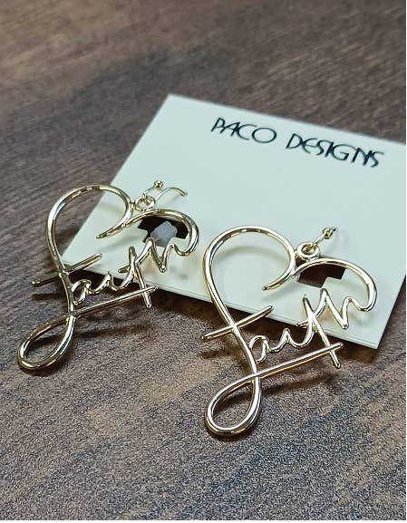 Faith in Love Heart Earrings- Gold - Image 3