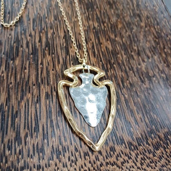 Gorgeous Two Tone Arrowhead Necklace Gold or Silver - Image 2