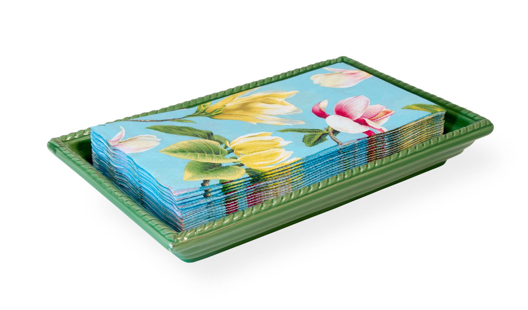Paper Guest Towel Ceramic Caddy Tray Green