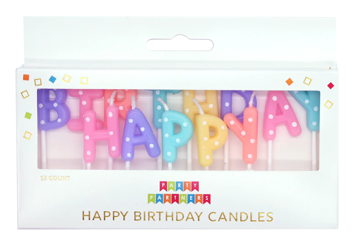 Happy Birthday Pastel Dotted Letter Candle Set