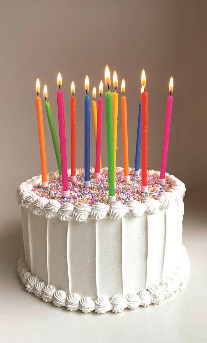 Tall Neon Rainbow Gradient 16 Candle Set - Image 2