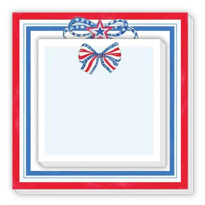 Patriotic Bow With Red Border Notepad Duo