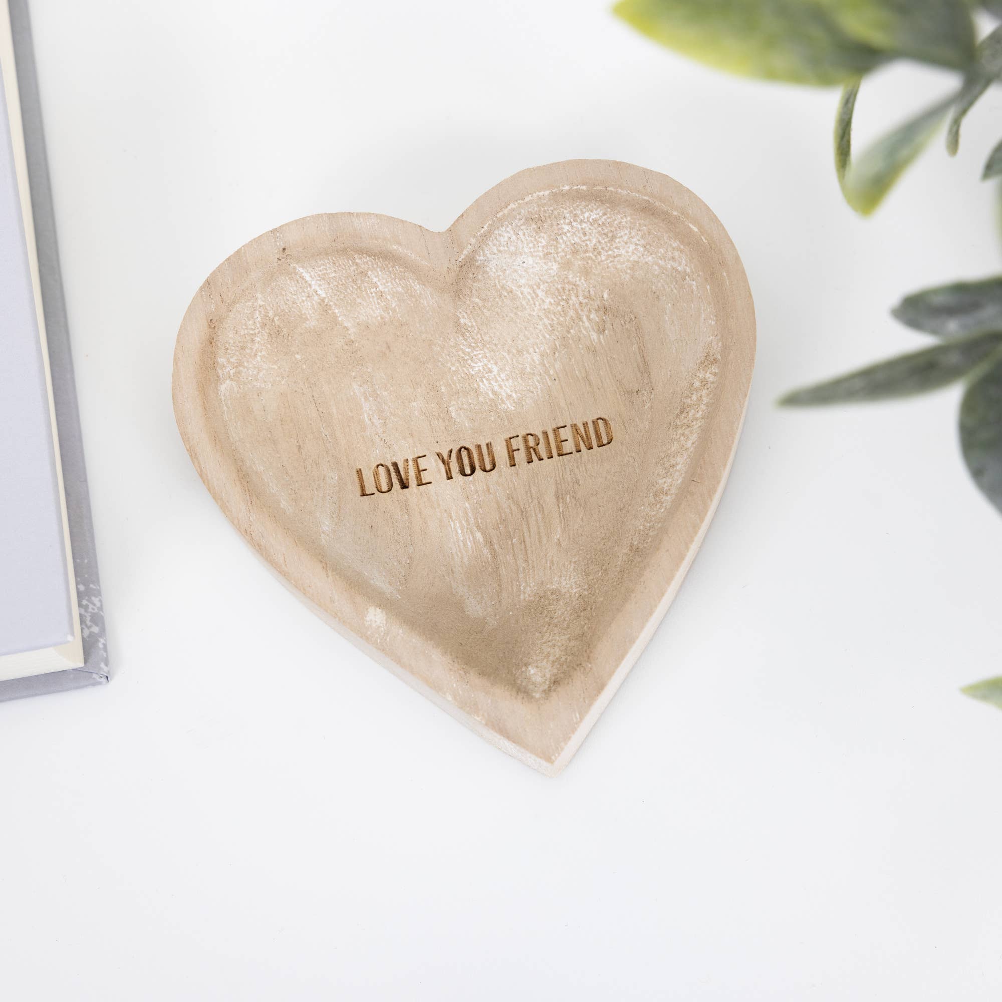 Pavilion - Love You Friend - 4" Wood Keepsake Dish - Image 2