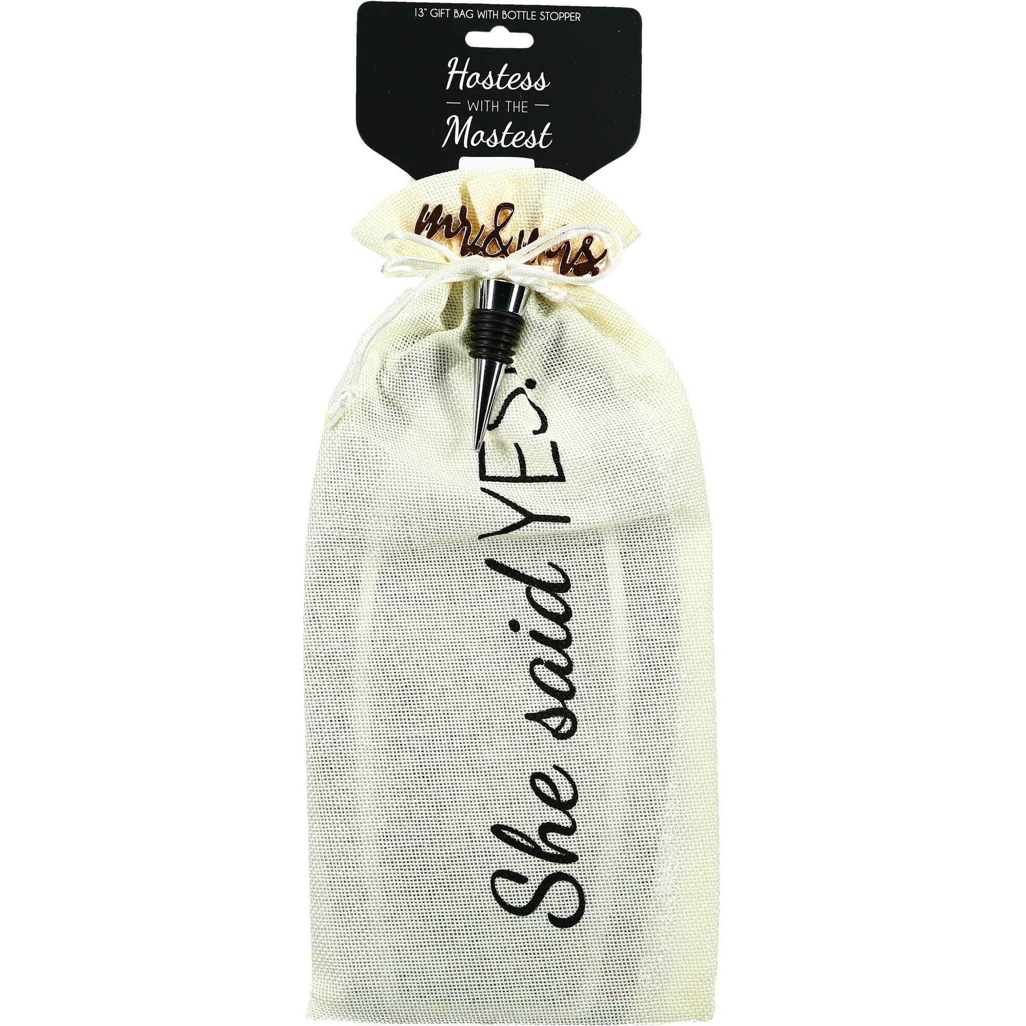 She Said Yes - 13.5" Wine Gift Bag Set - Image 6