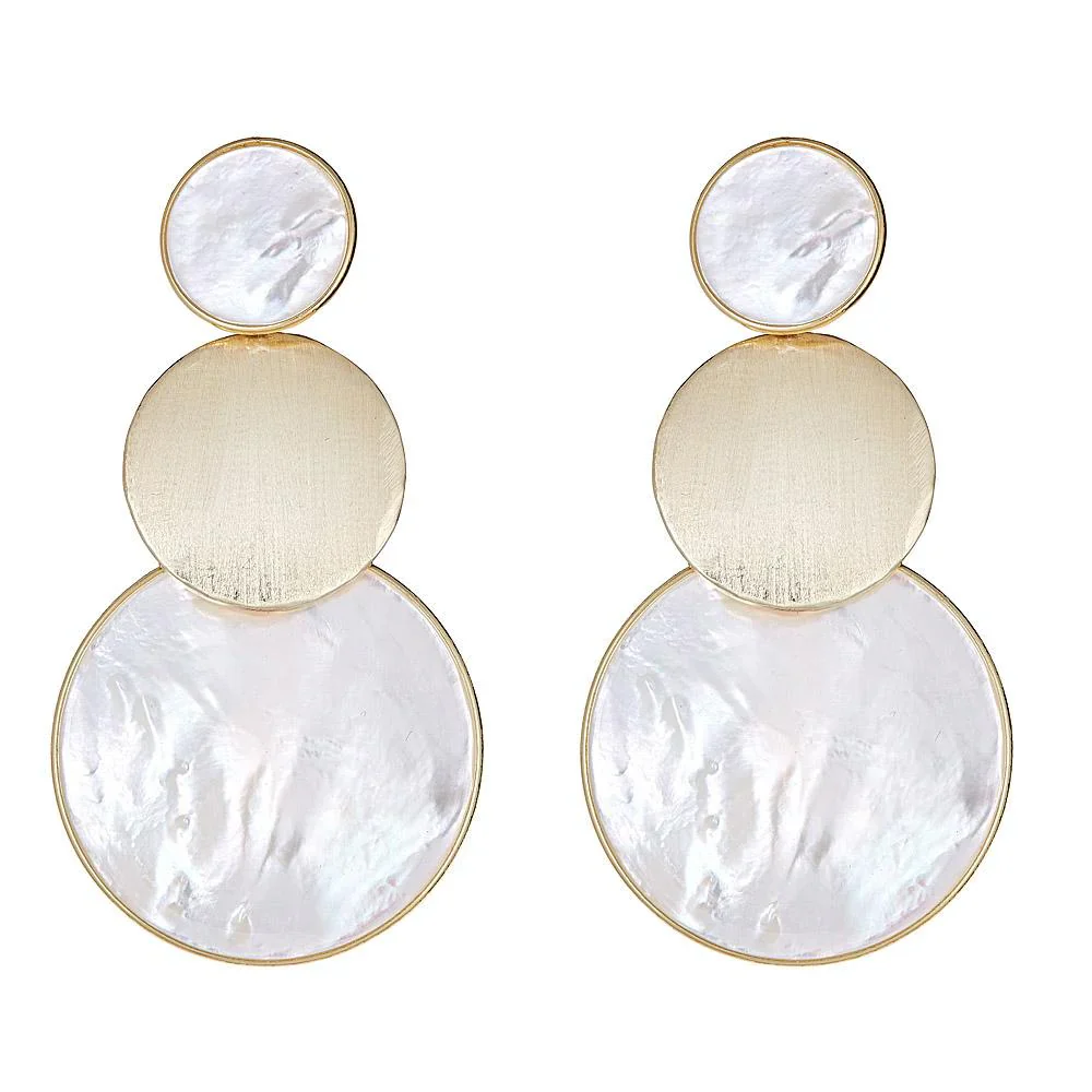 Pebble Stack Earring - White Mother of Pearl