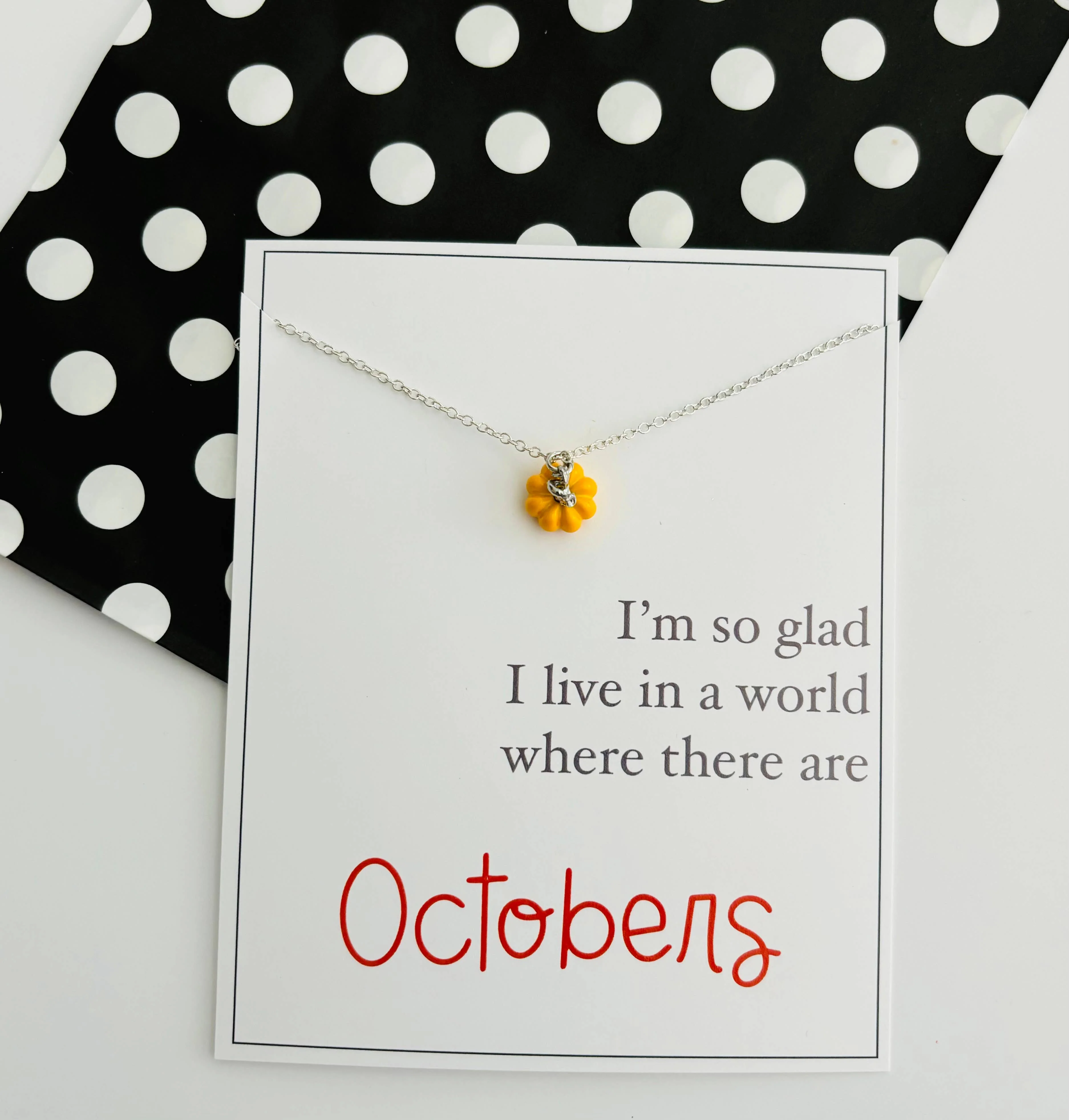 Dainty October Pumpkin Necklace - Image 3