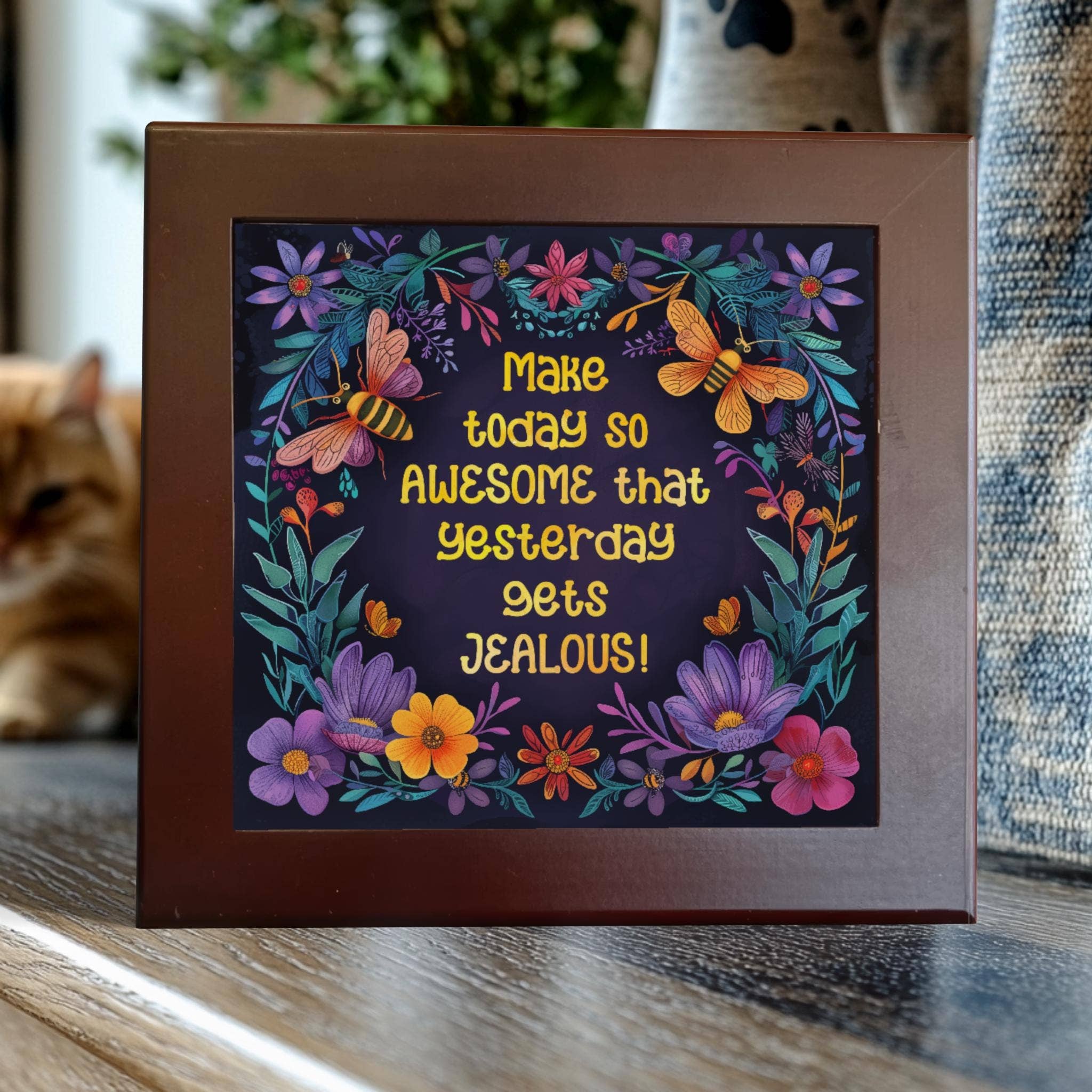 Make Today Awesome Ceramic Tile – Motivational and Vibrant Art - Image 2