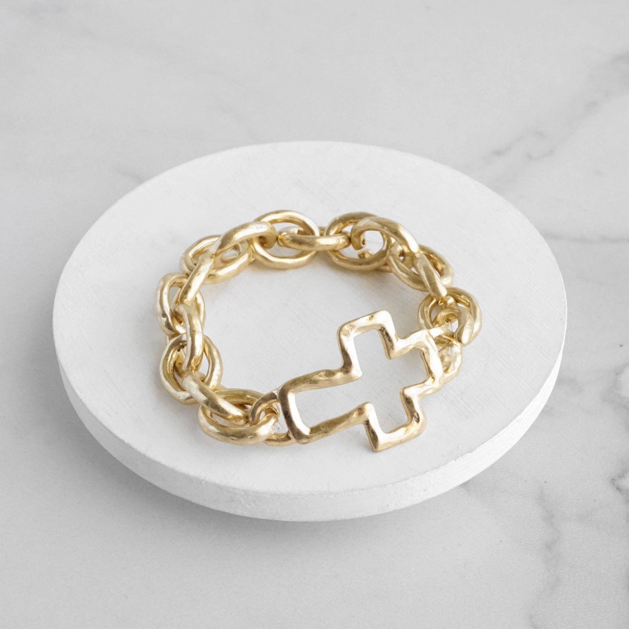 Chunky Chain Cross Bracelet - Image 3