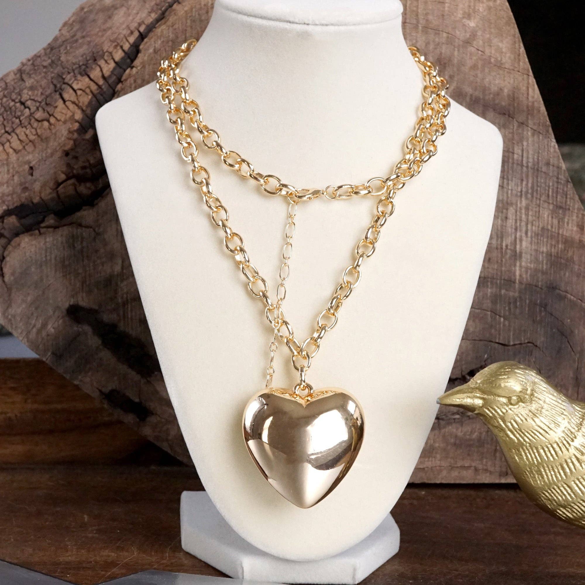 Chunky Chain Bracelet with Puffy Heart Charm - Image 5