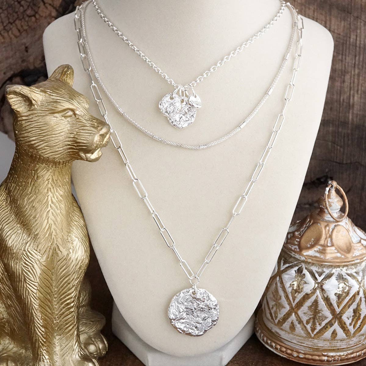 PennyLine inc - Treasure Trio – 3-in-1 Layered Hammered Coins Necklace - Image 2
