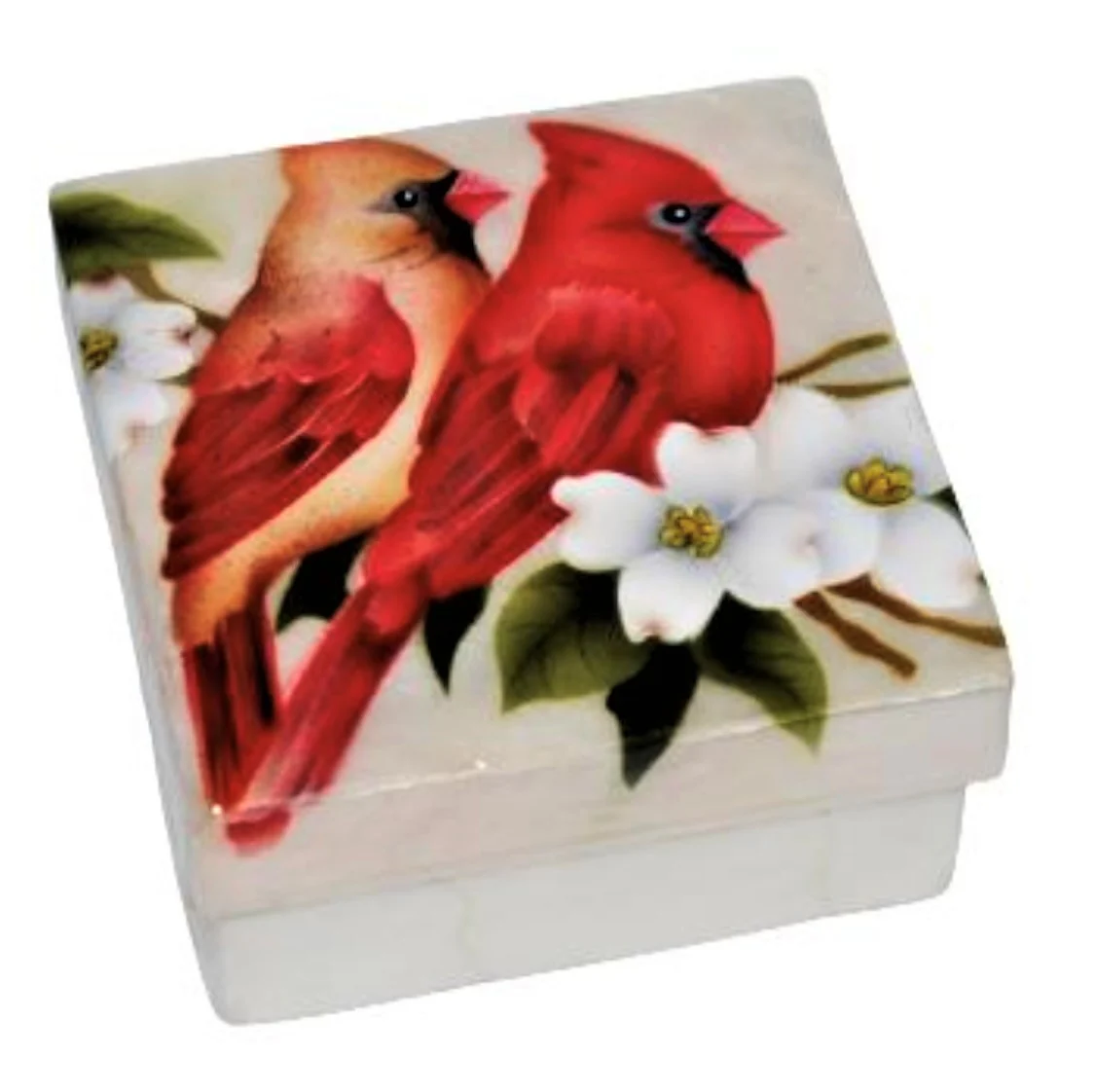 Cardinal Couple Small Capiz Box