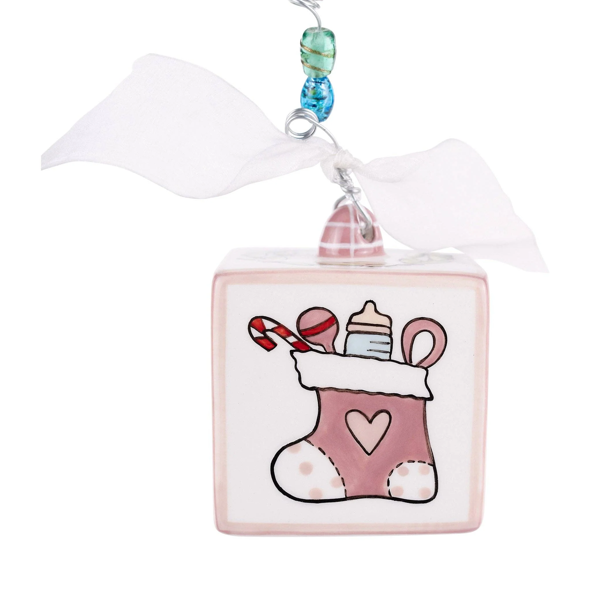 Pink Baby's 1st Christmas Block Ornament - Image 3