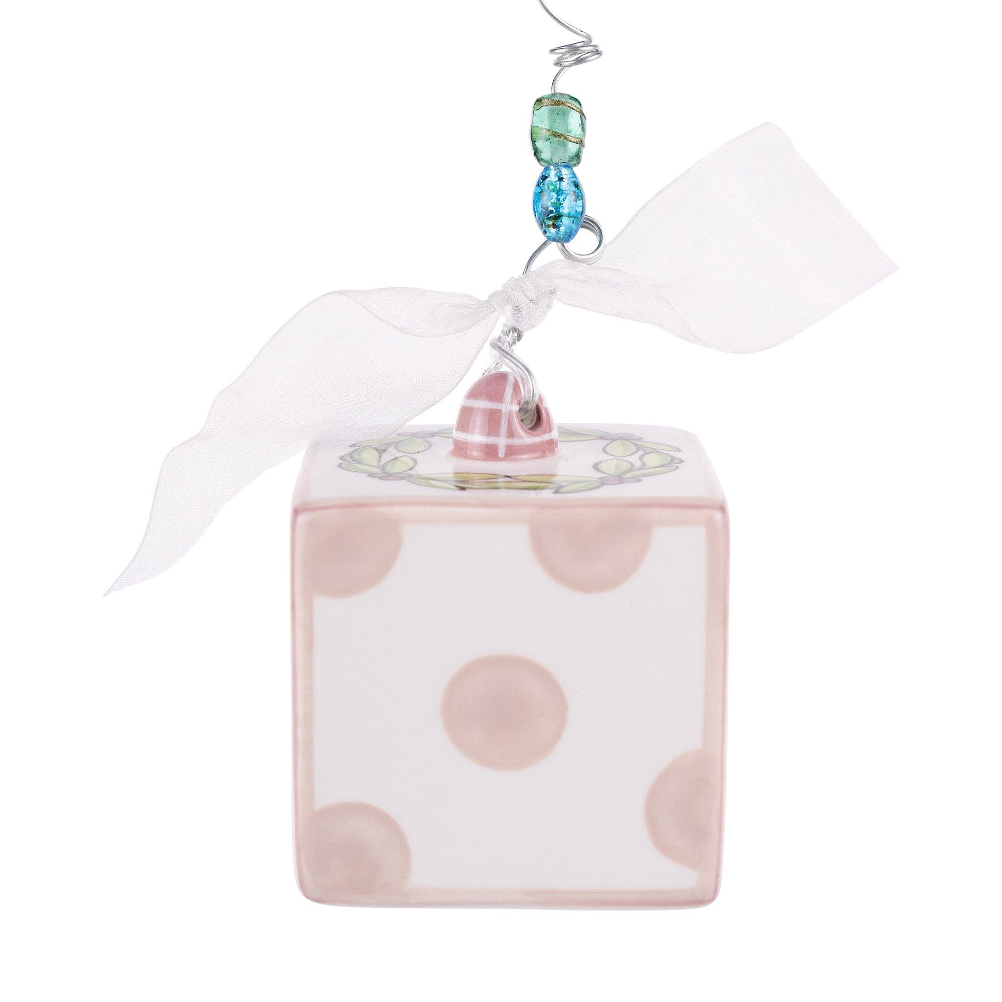 Pink Baby's 1st Christmas Block Ornament - Image 4