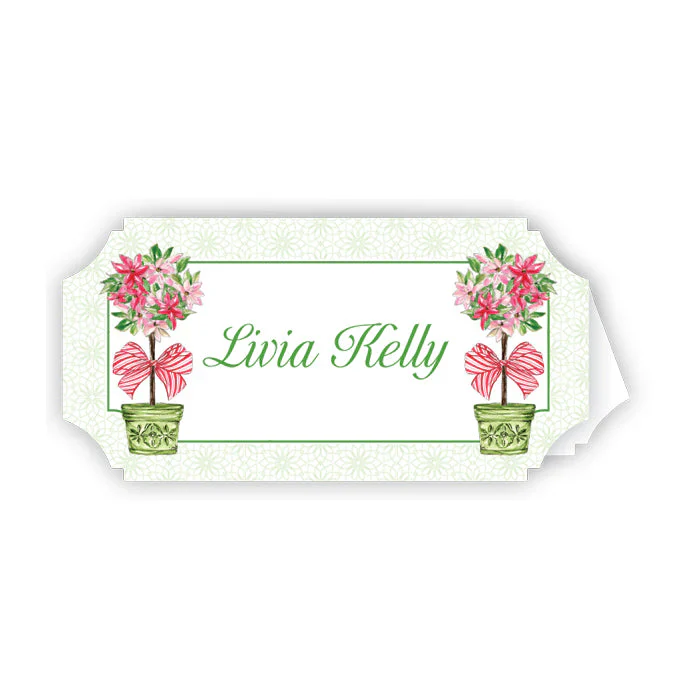 Poinsettia Topiaries Die-Cut Placecards