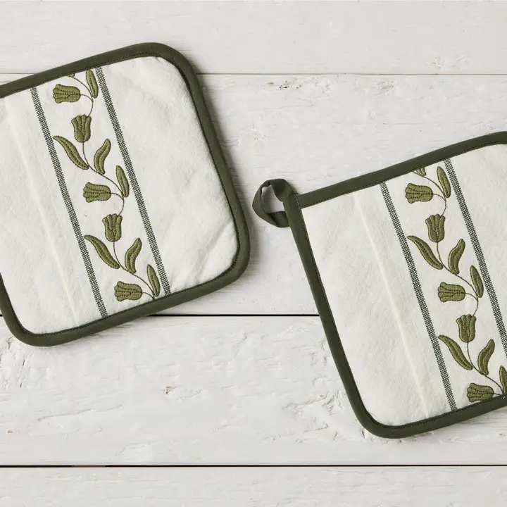 Pot Holder, Spruce Green Tulip, Set of 2
