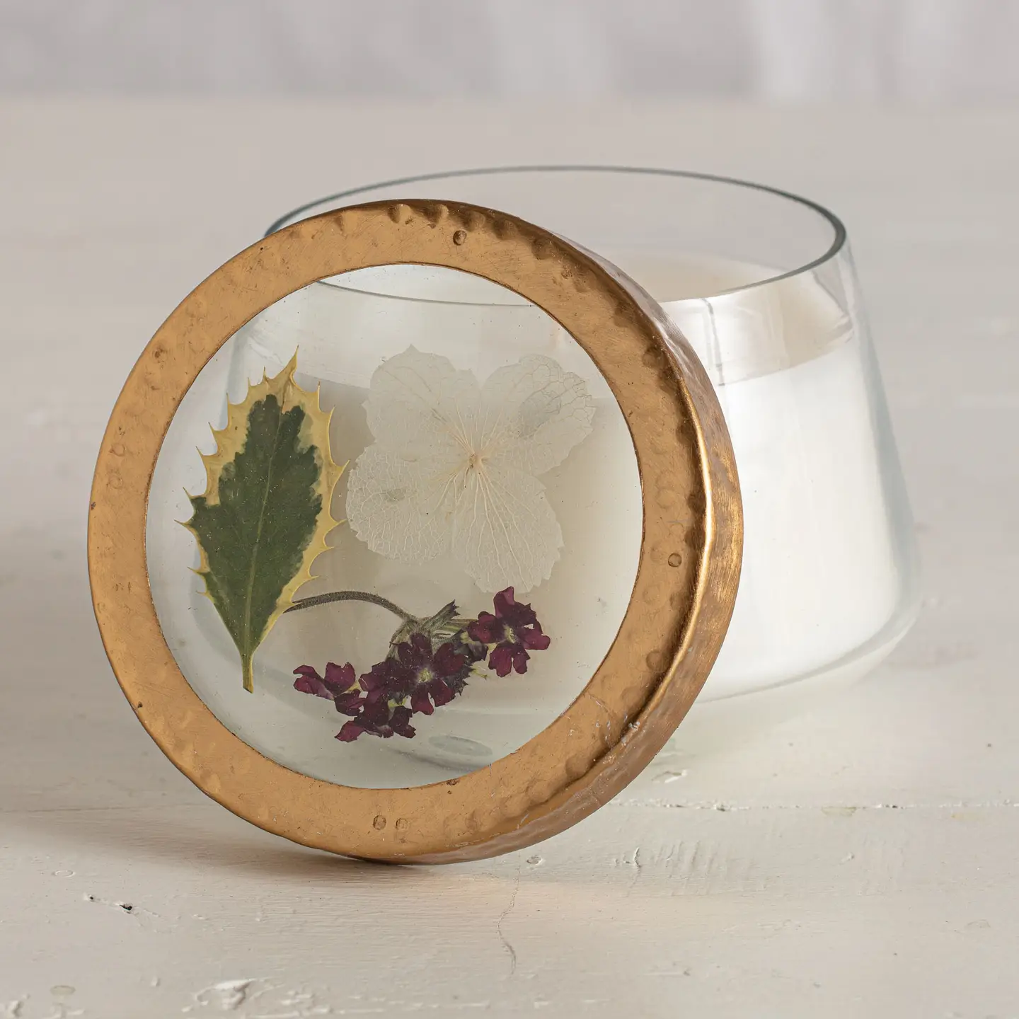 Pressed Floral Candle-Winterberry Frost-Medium