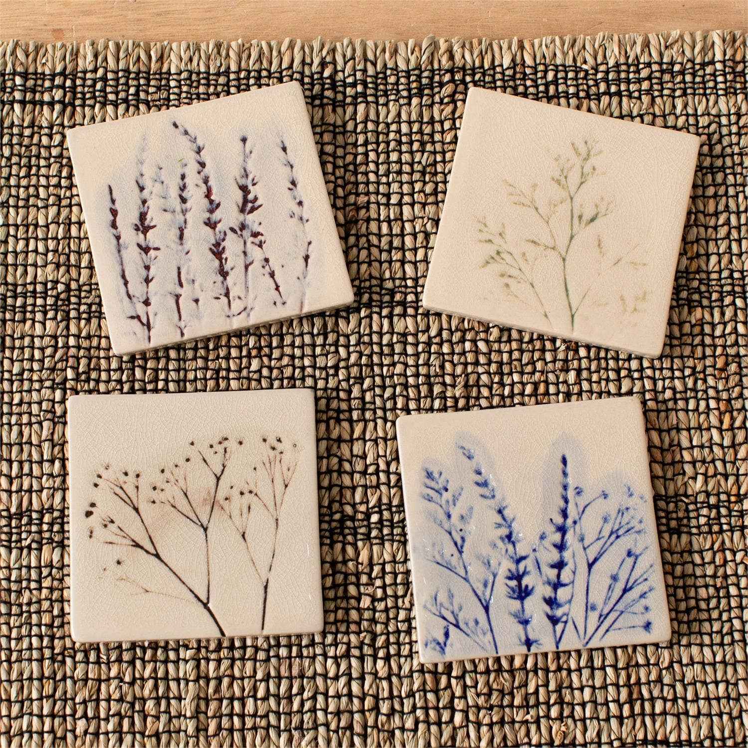 Pressed Wildflower Stoneware Coasters – Set of 4 - Image 2