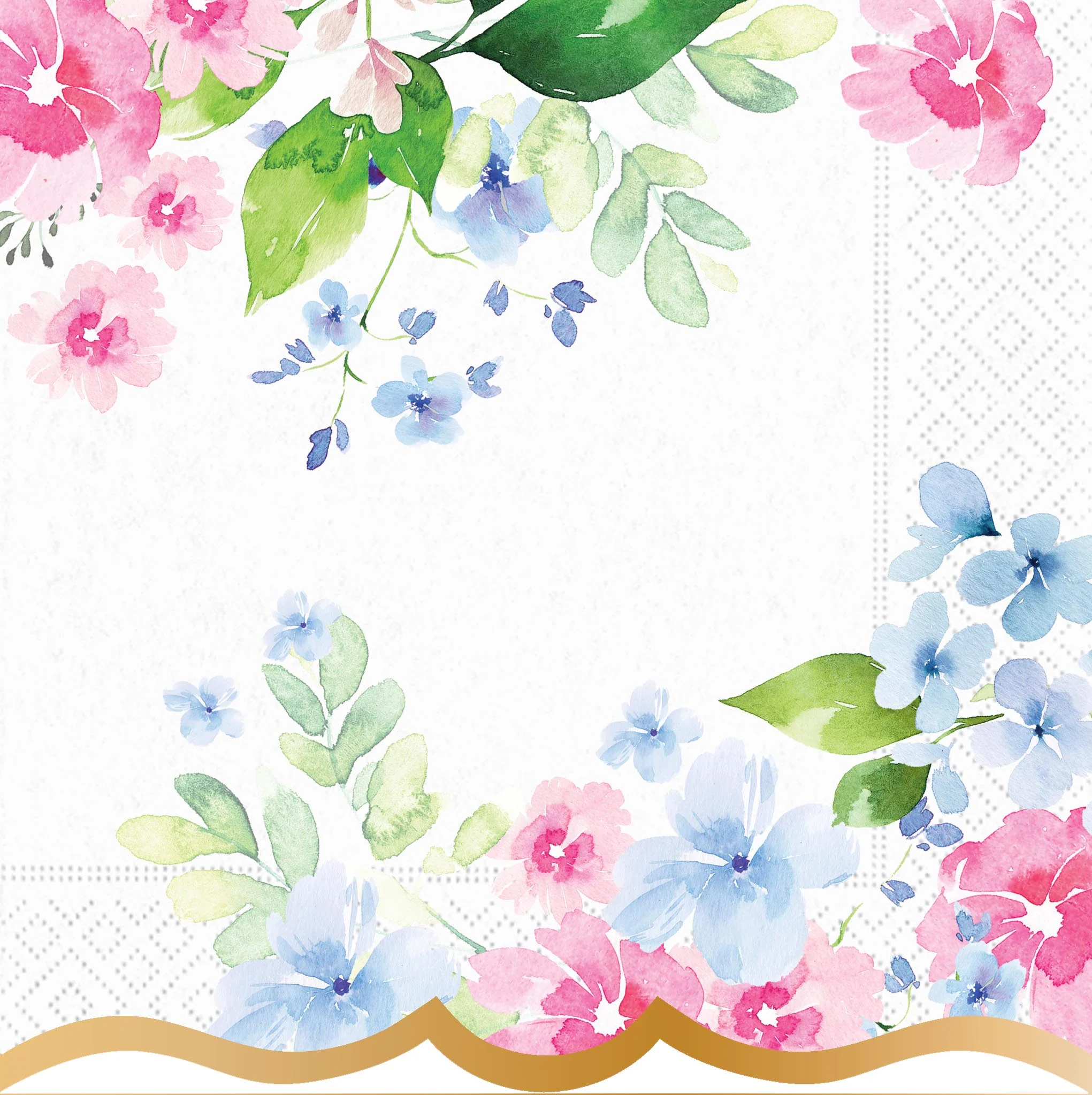 Pretty Florals in Pink and Blue Luncheon Napkin