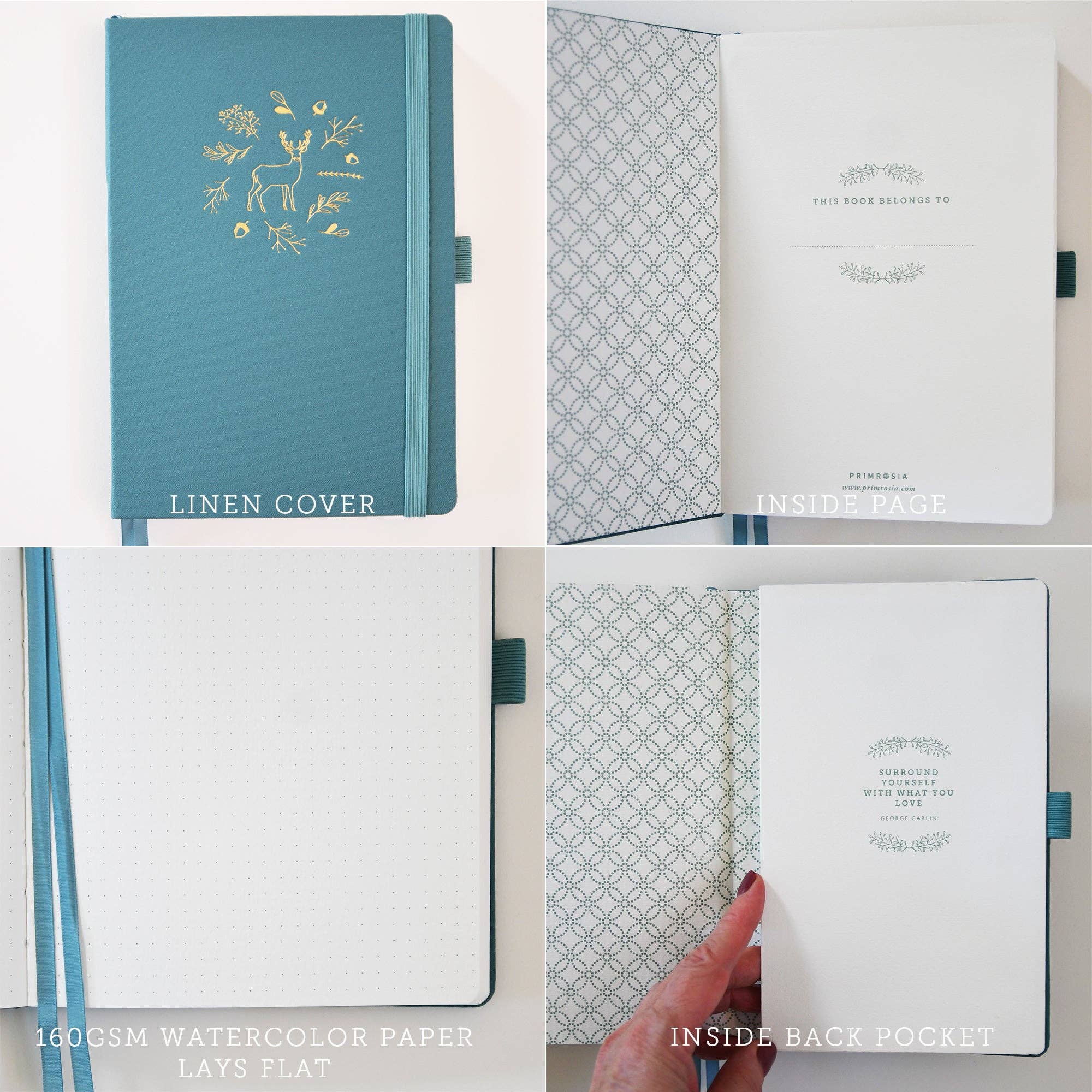 'Deer' Woodlands Teal – Watercolor Dot Grid A5 - Image 5