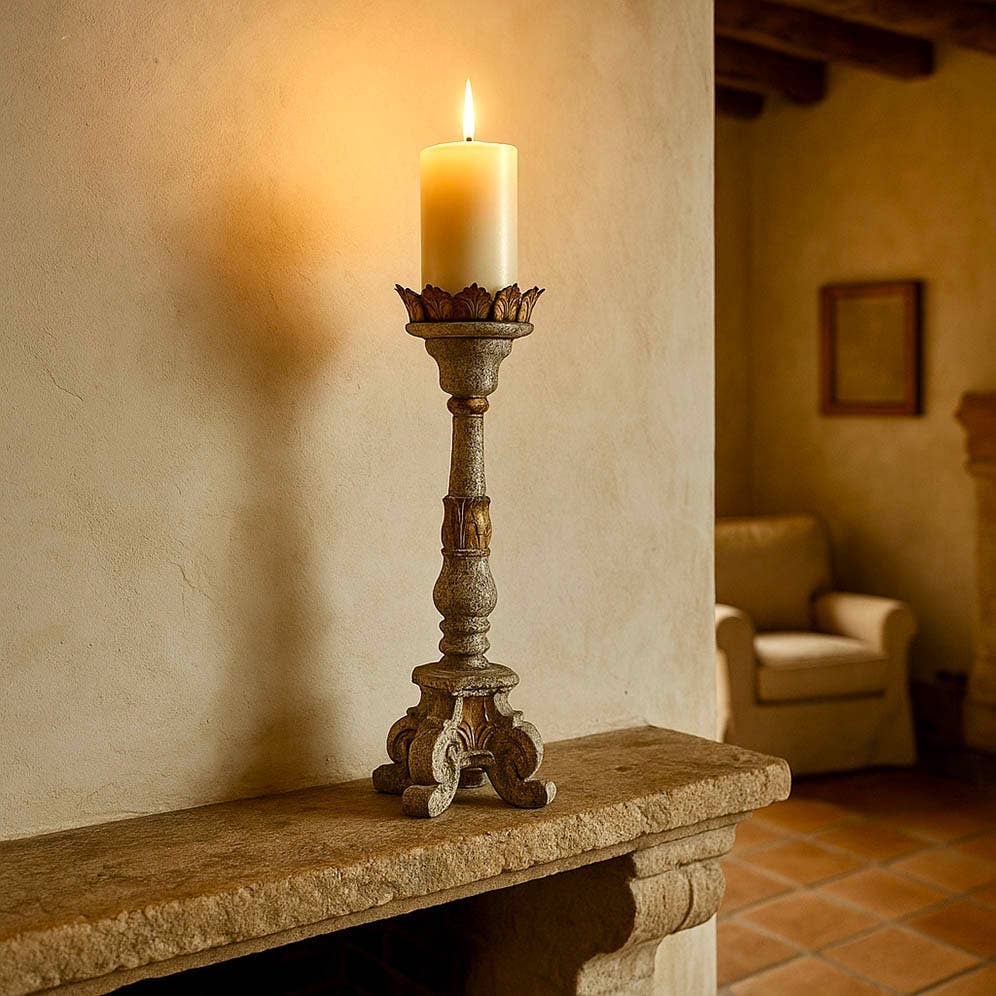Vintage Style Wooden Candle Holder with Distressed Finish - Image 2