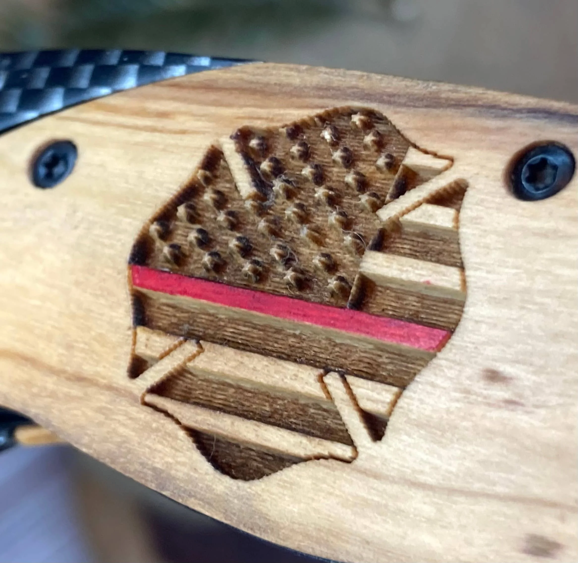 Firefighter/Red Line #1 Knife -Quail Tail Laser Art - Image 3