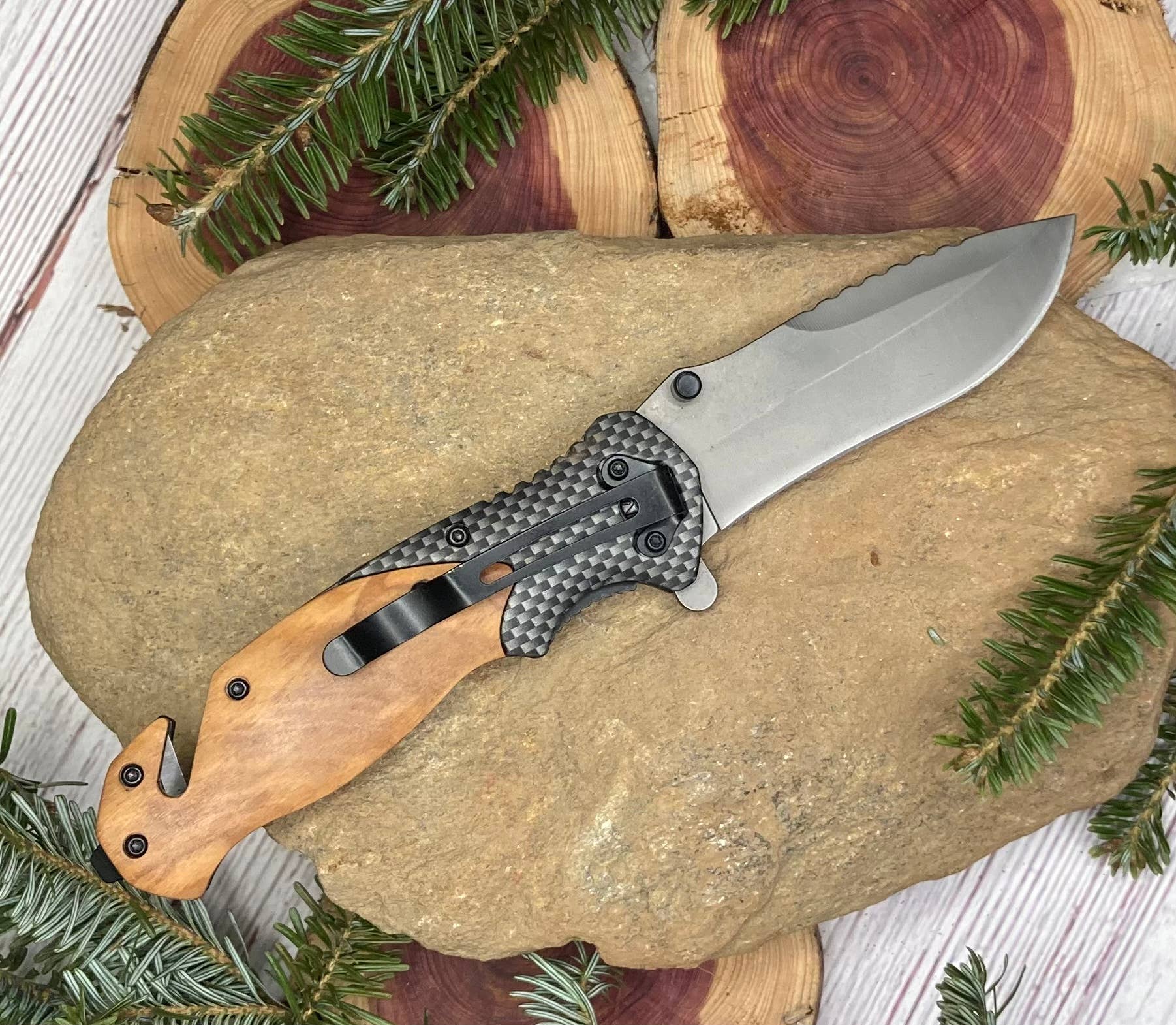 Firefighter/Red Line #1 Knife -Quail Tail Laser Art - Image 4