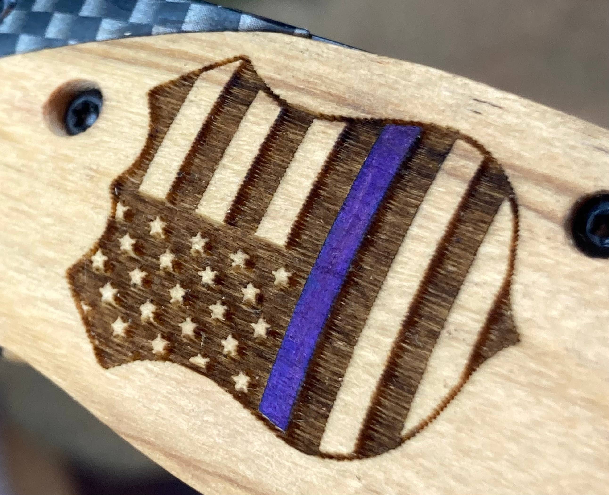 Quail Tail Laser Art - Police Badge/Blue Line Knife - Image 3