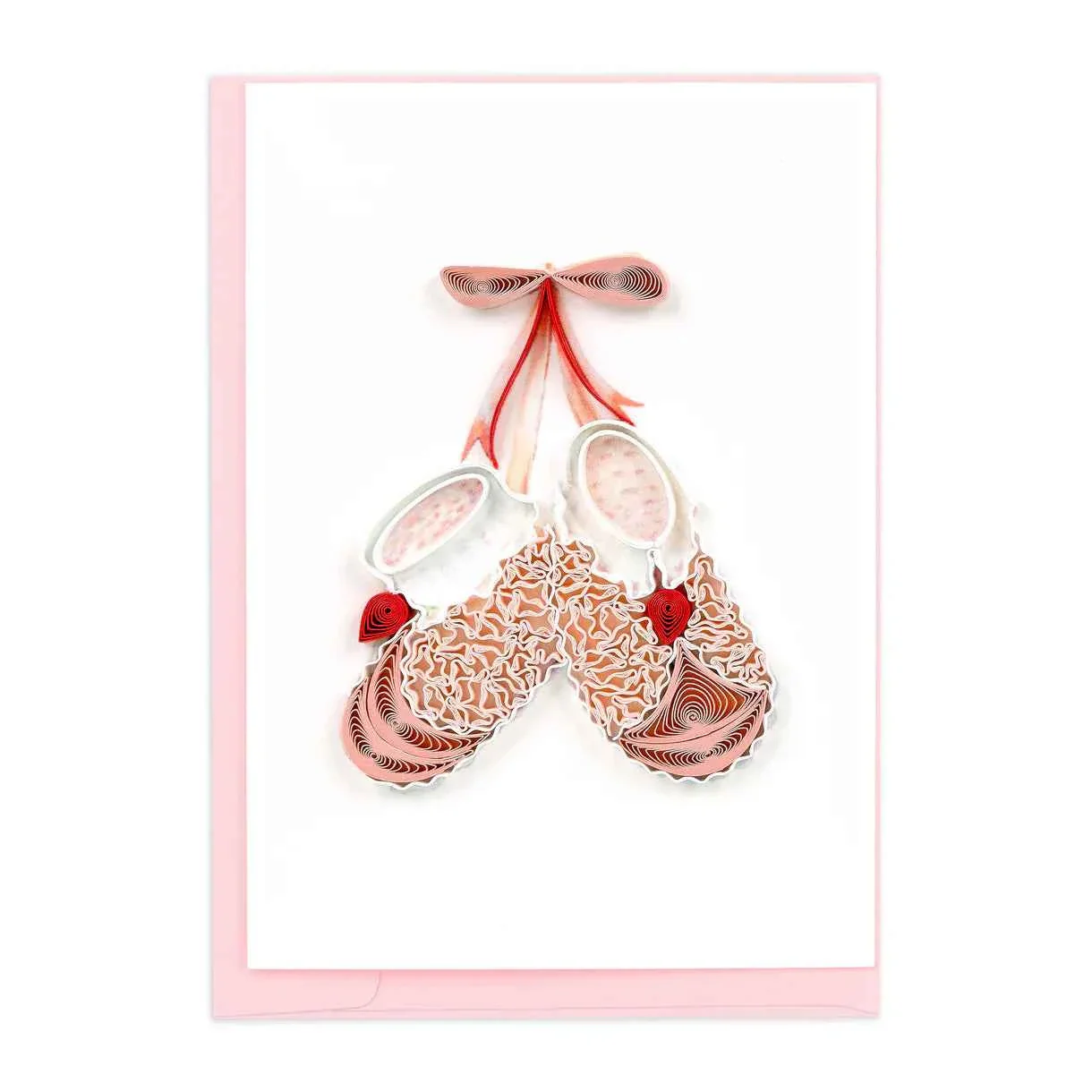 Quilled Knitted Pink Baby Booties Enclosure Mini Card