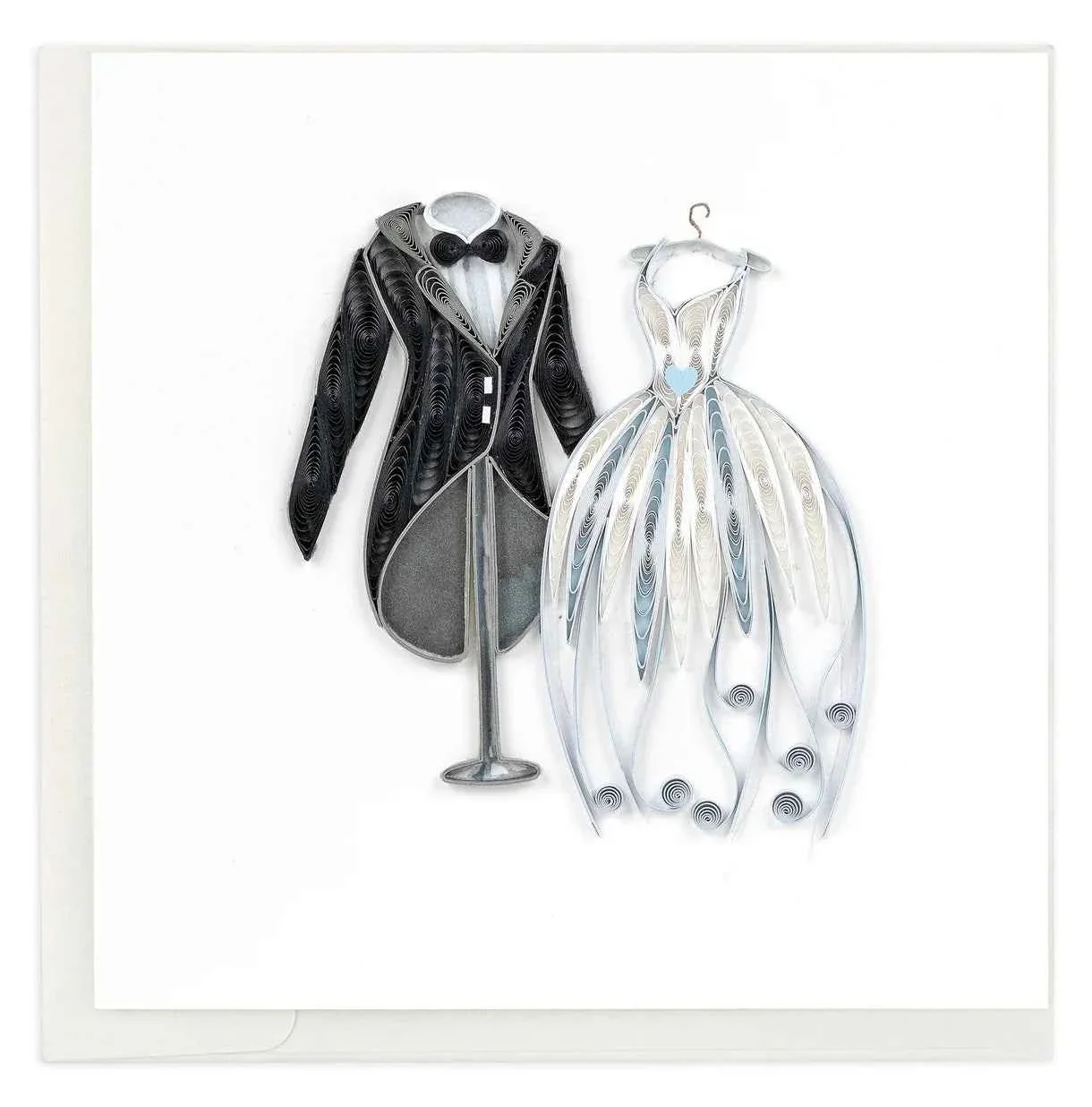 Quilled Wedding Tux & Gown Greeting Card
