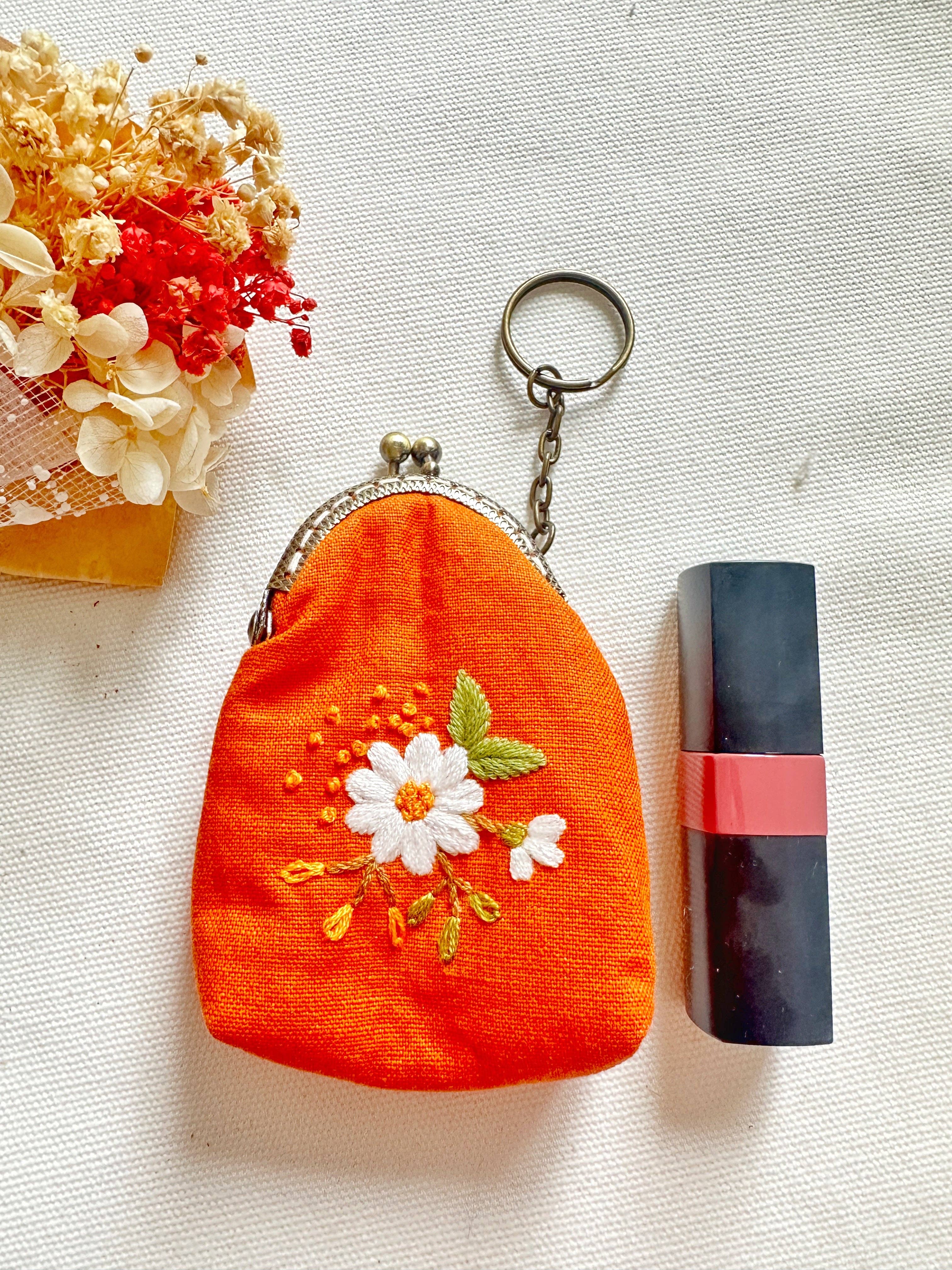 Floral Embroidered Keychain Pouch - Image 6