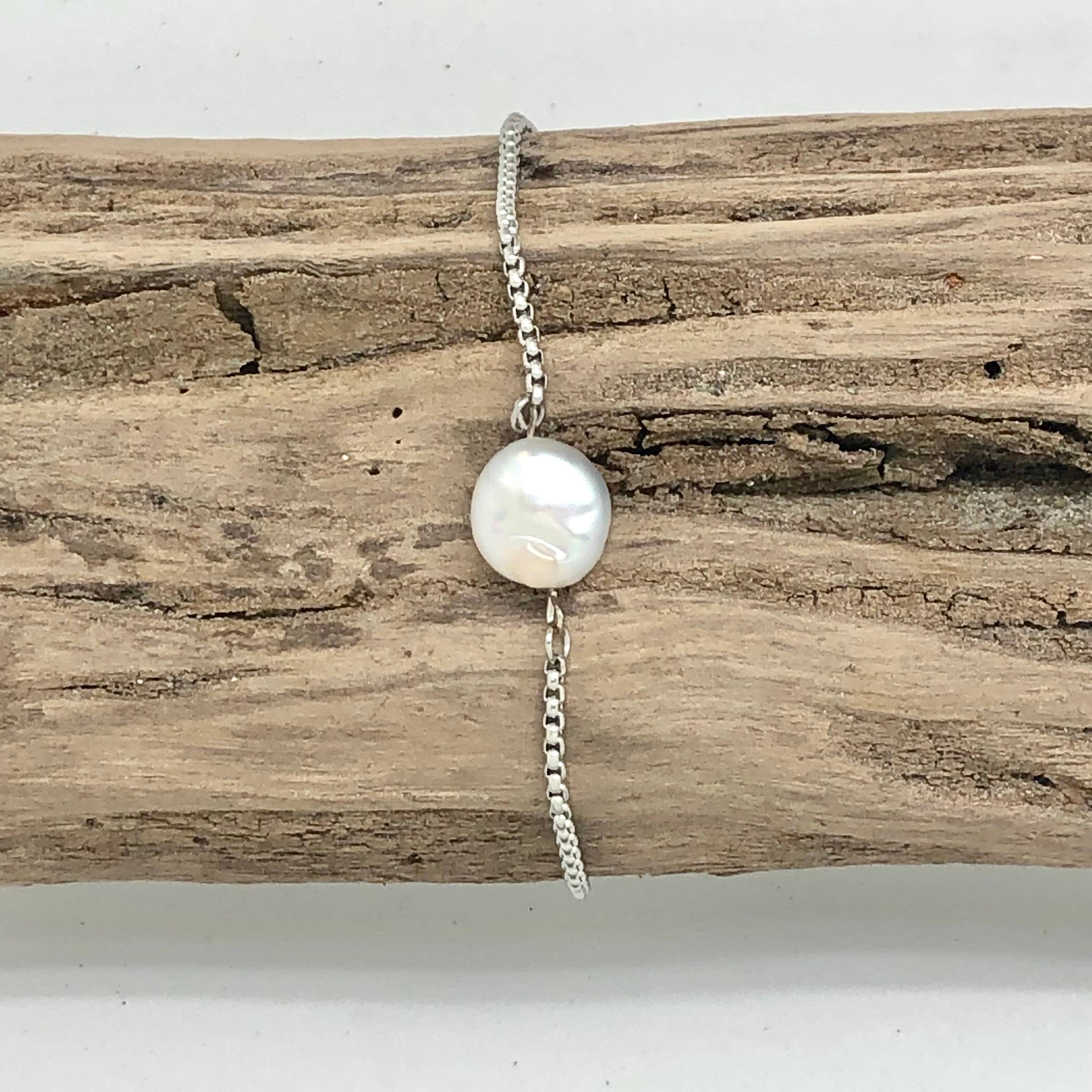 Bracelet Drawstring Coin Pearl Silver (Stainless Steel) - Image 4