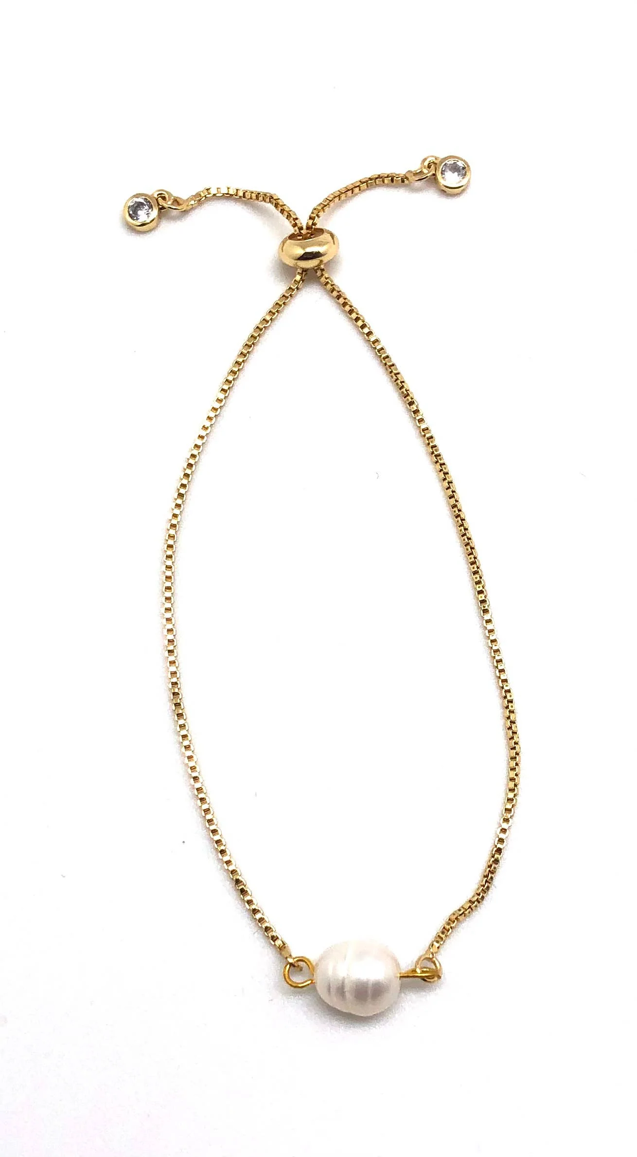 Bracelet Drawstring Single Freshwater Pearl Gold - Image 2