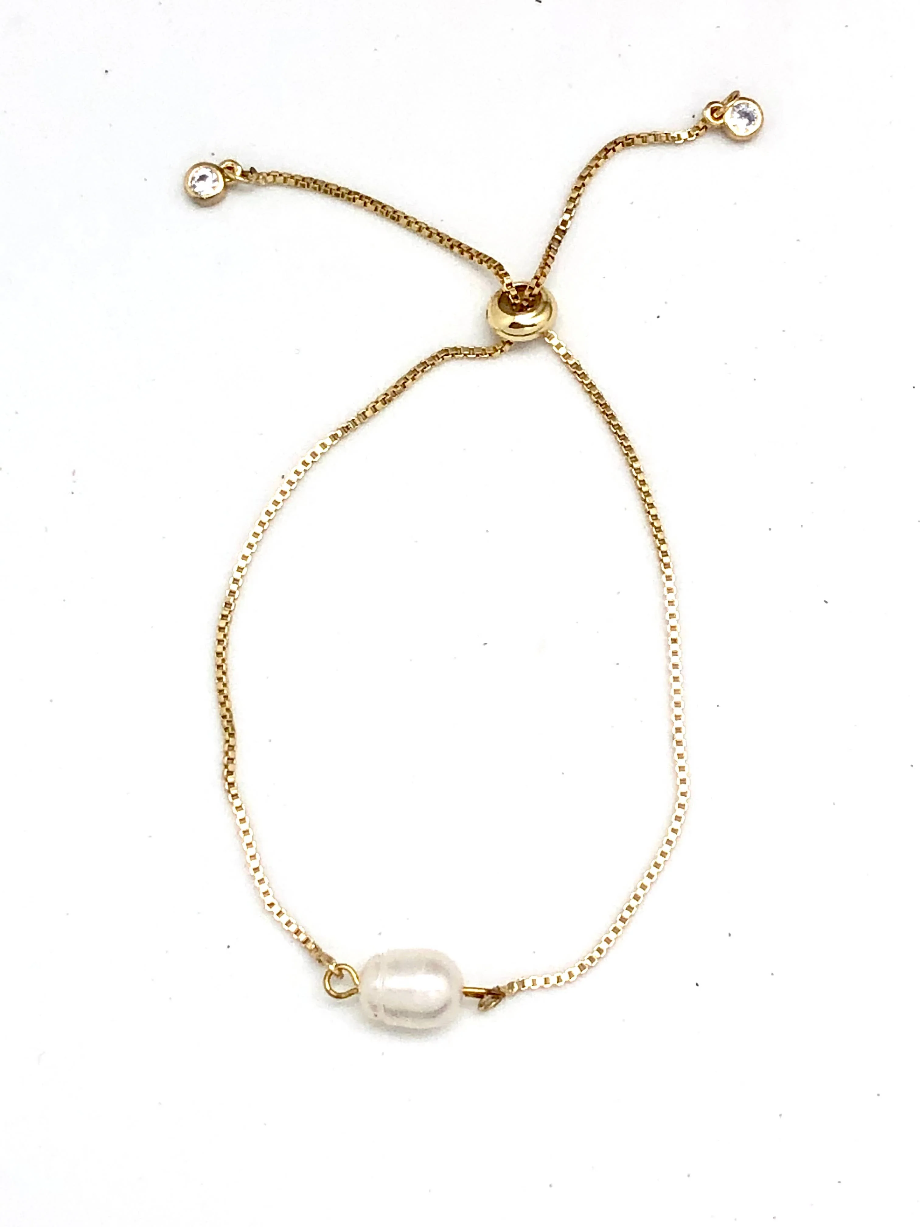 Bracelet Drawstring Single Freshwater Pearl Gold - Image 3