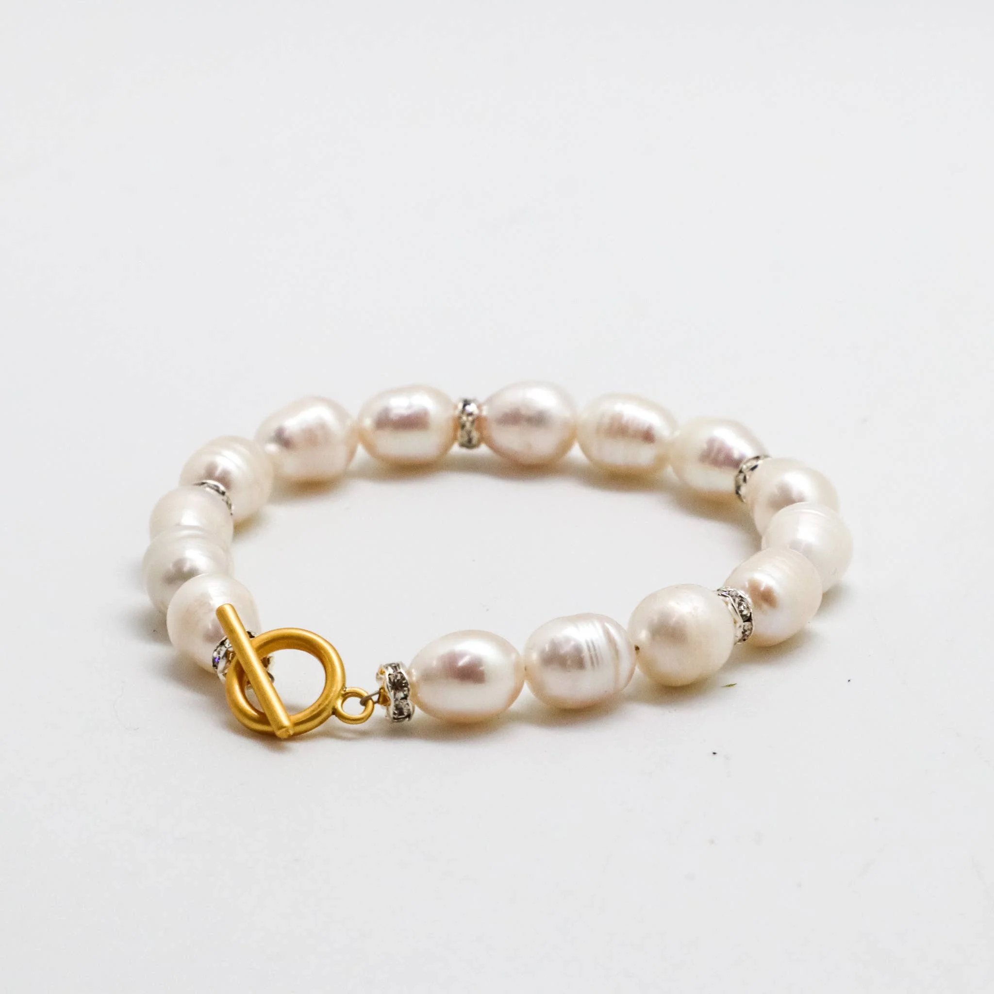 Bracelet Gold Toggle Freshwater Pearl w/Sterling Sil. 7.5 - Image 2