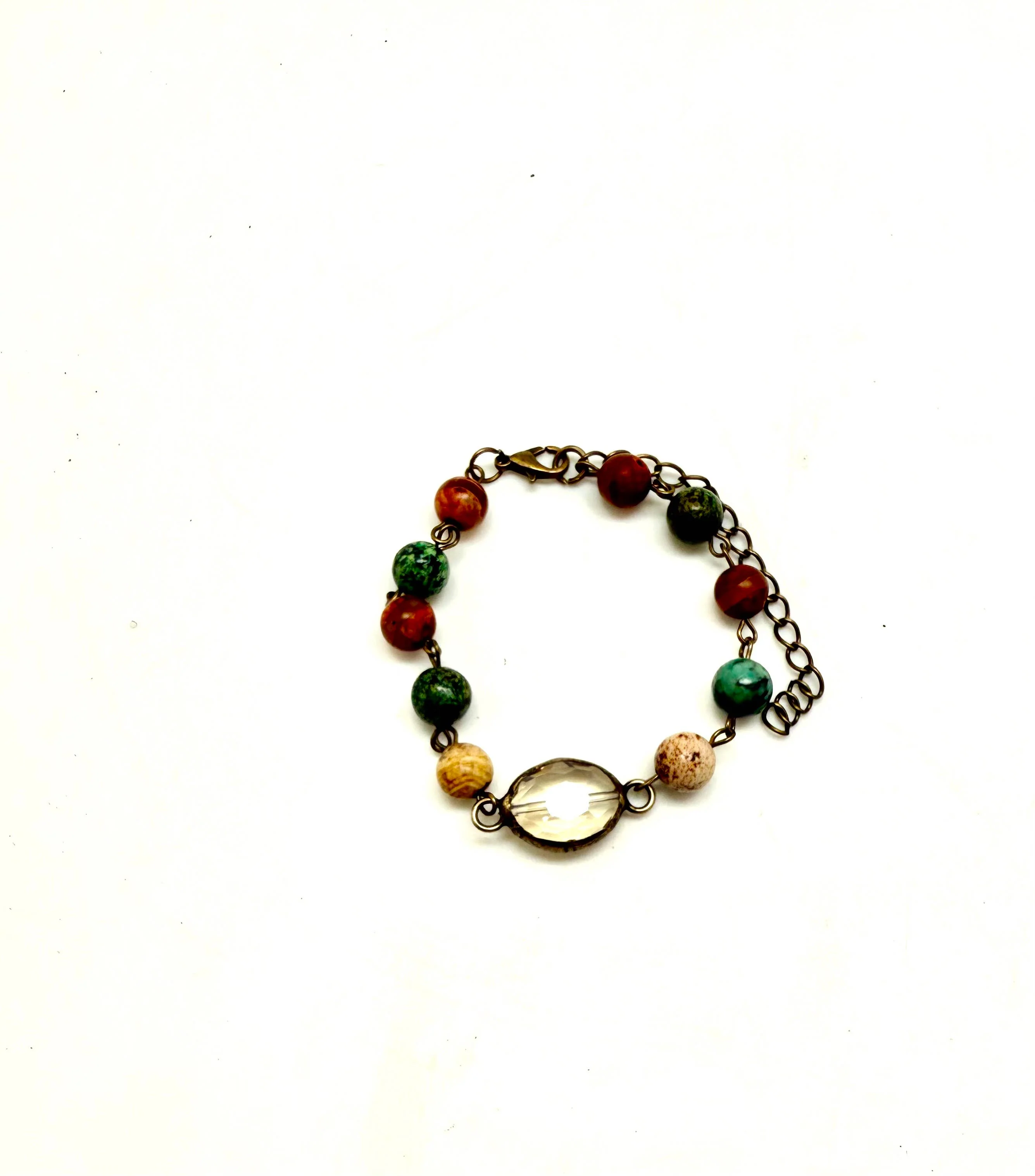 Bracelet Vintage Dk. Multi Quartz(8mm)w/Oval Glass Ctr.7”w/2” - Image 3