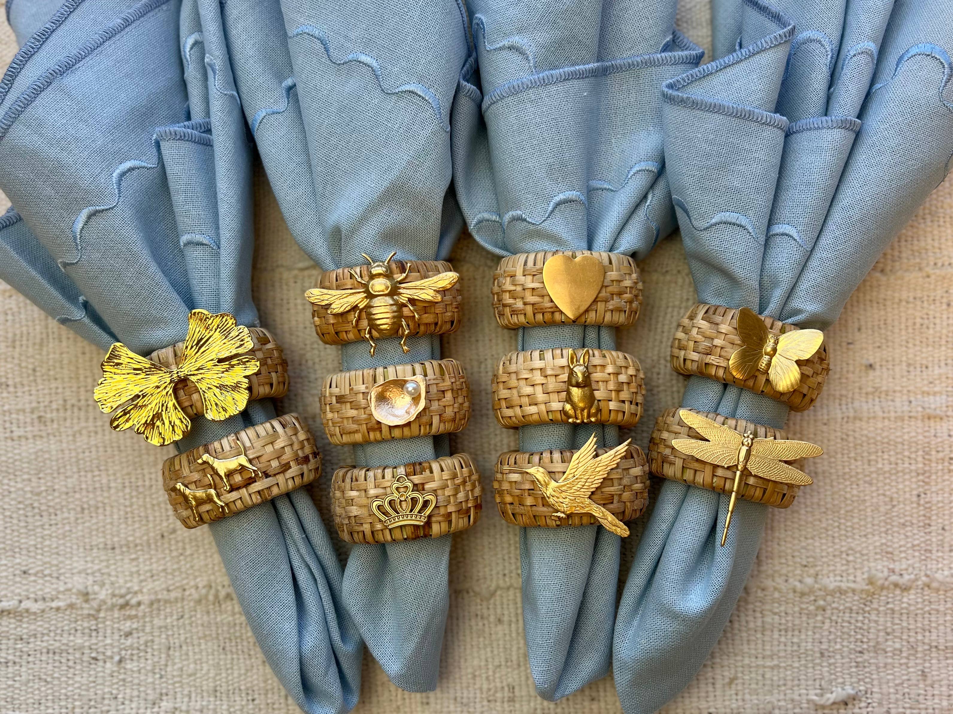 Rattan Napkin Rings- set of 4: Crown